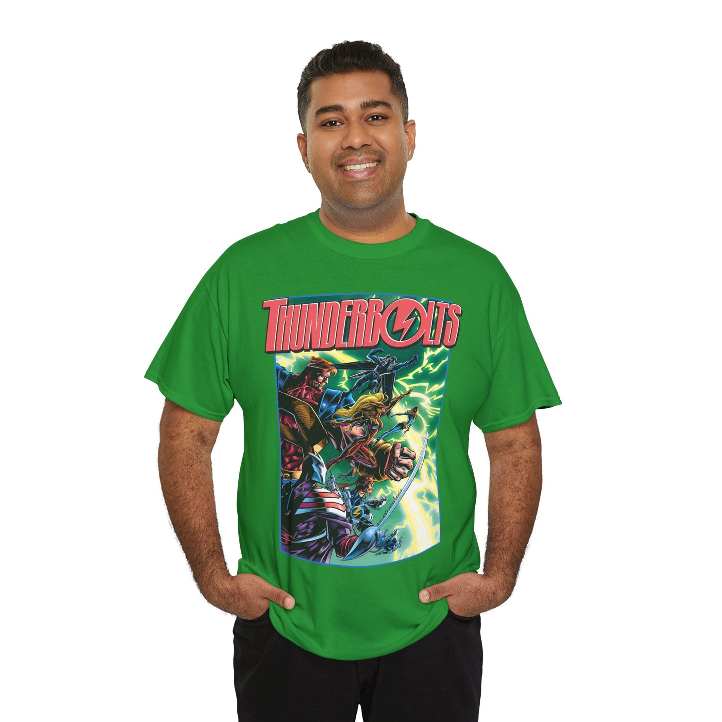 Thunderbolts T-Shirt - Amazing Mark Bagley Art - Citizen V, MACH-1, Atlas, Songbird, Fixer, Techno - Marvel Comics Characters - Avengers Connection