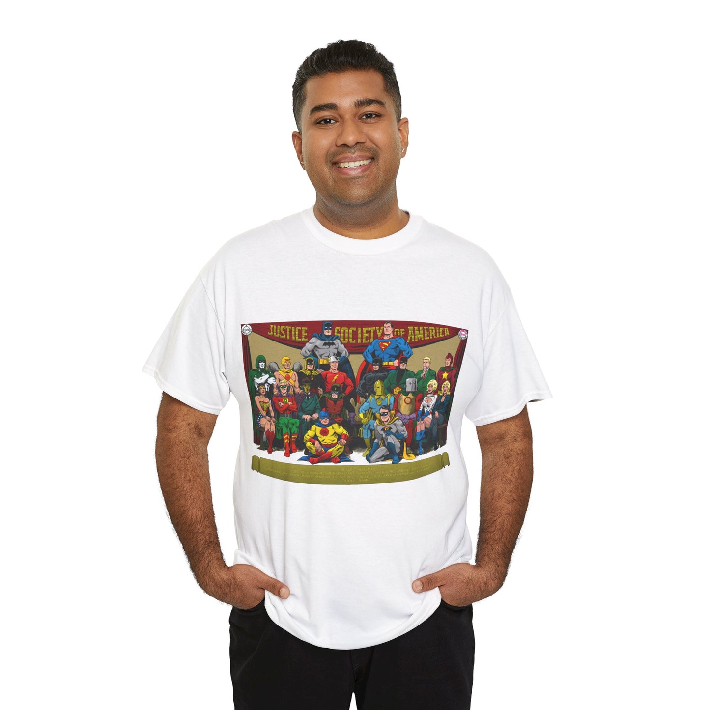 JSA T-Shirt - Sandman, Starman, Atom, Dr Fate, Mr Terrific, Flash, Green Lantern - DC Comics - Justice Society of America - Golden Age