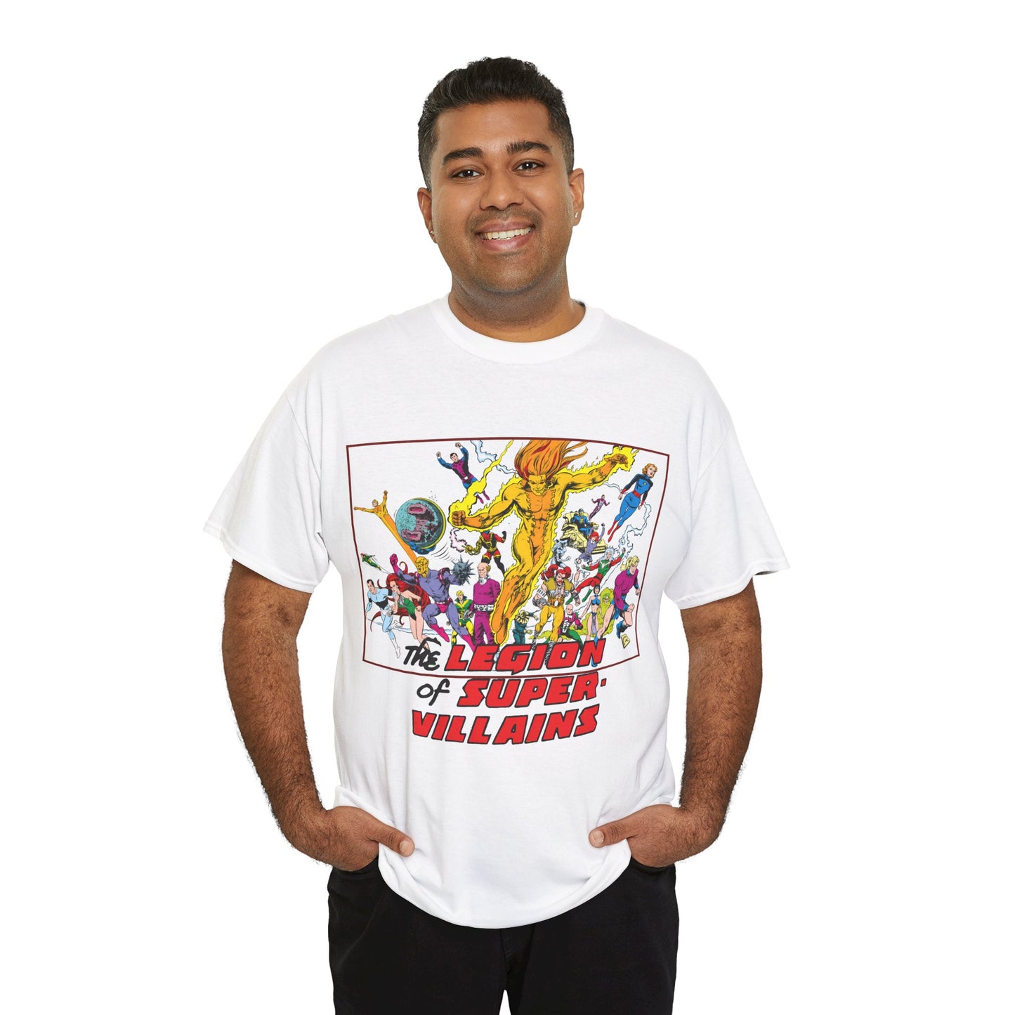 Legion of Super-Villains T-Shirt - Steve Lightle Art - LOSH, Legion of Super-Heroes Foes - Saturn Queen, Tyr, Lightning Lord, Spider Girl, Cosmic King, Nemesis Kid - DC Comics