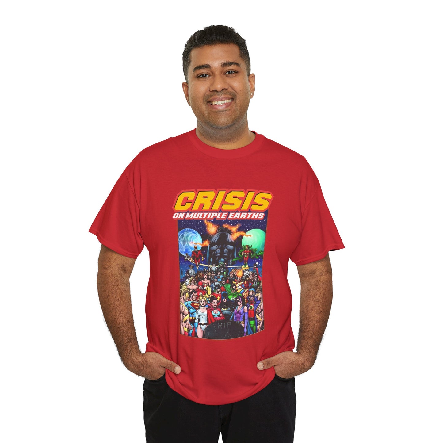 Crisis on Multiple Earths T-Shirt - George Perez Art - JSA & JLA Team-ups - Superman, Batman, Zatanna, Huntress, Power Girl, Hawkman, New Gods, Darkseid - DC Comics