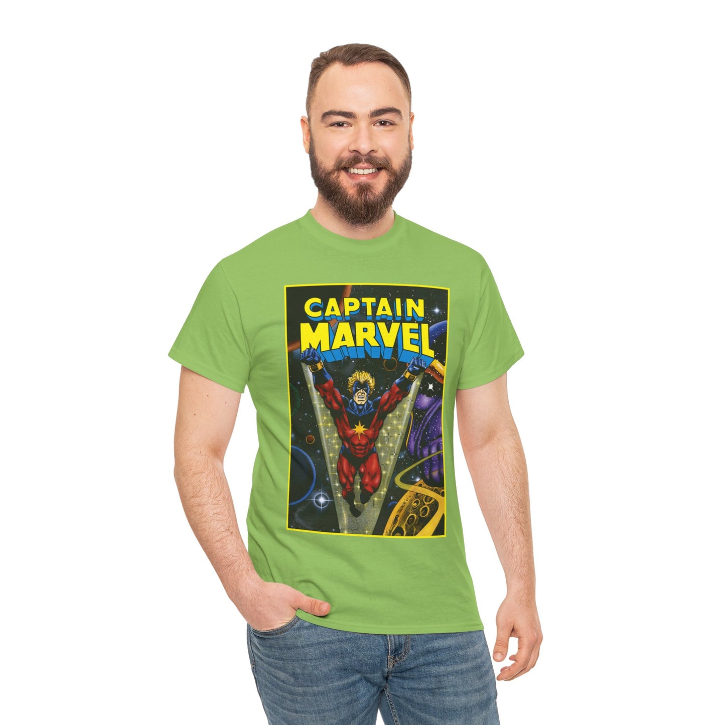 Captain Marvel T-Shirt - Mar-Vell - Thanos - Jim Starlin Art - 1970s Cosmic Superhero - Marvel Comics