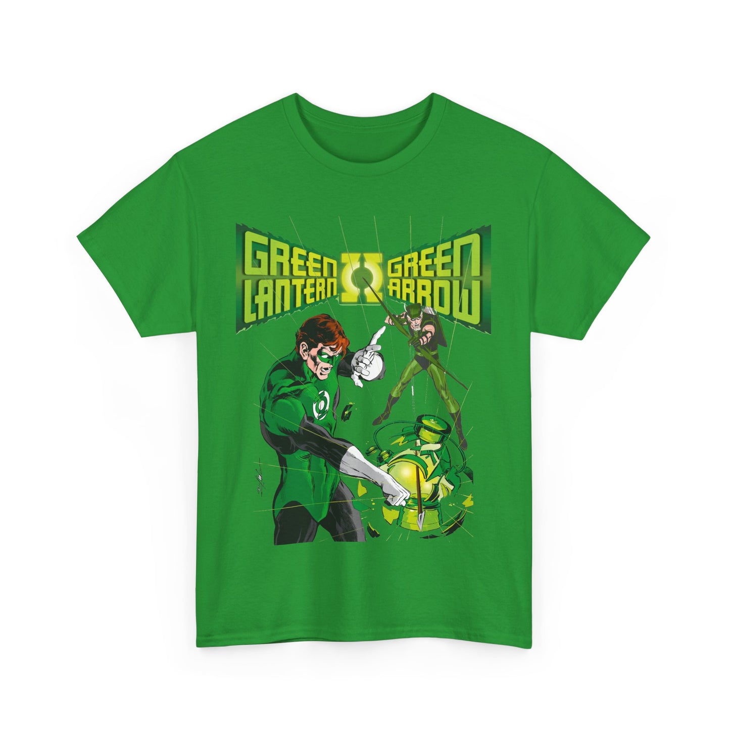 Green Lantern & Green Arrow T-Shirt - Neal Adams Art - Hal Jordan & Oliver Queen - Justice League Members - 1970s DC Comics