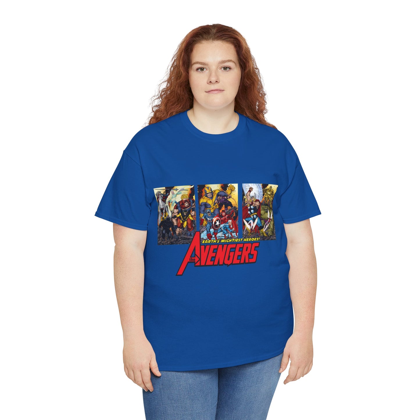 Avengers T-Shirt - John Byrne Art - Thor, Captain America, Iron Man, Hulk, Scarlet Witch, Wasp, Quicksilver, The Black Knight - Marvel Comics