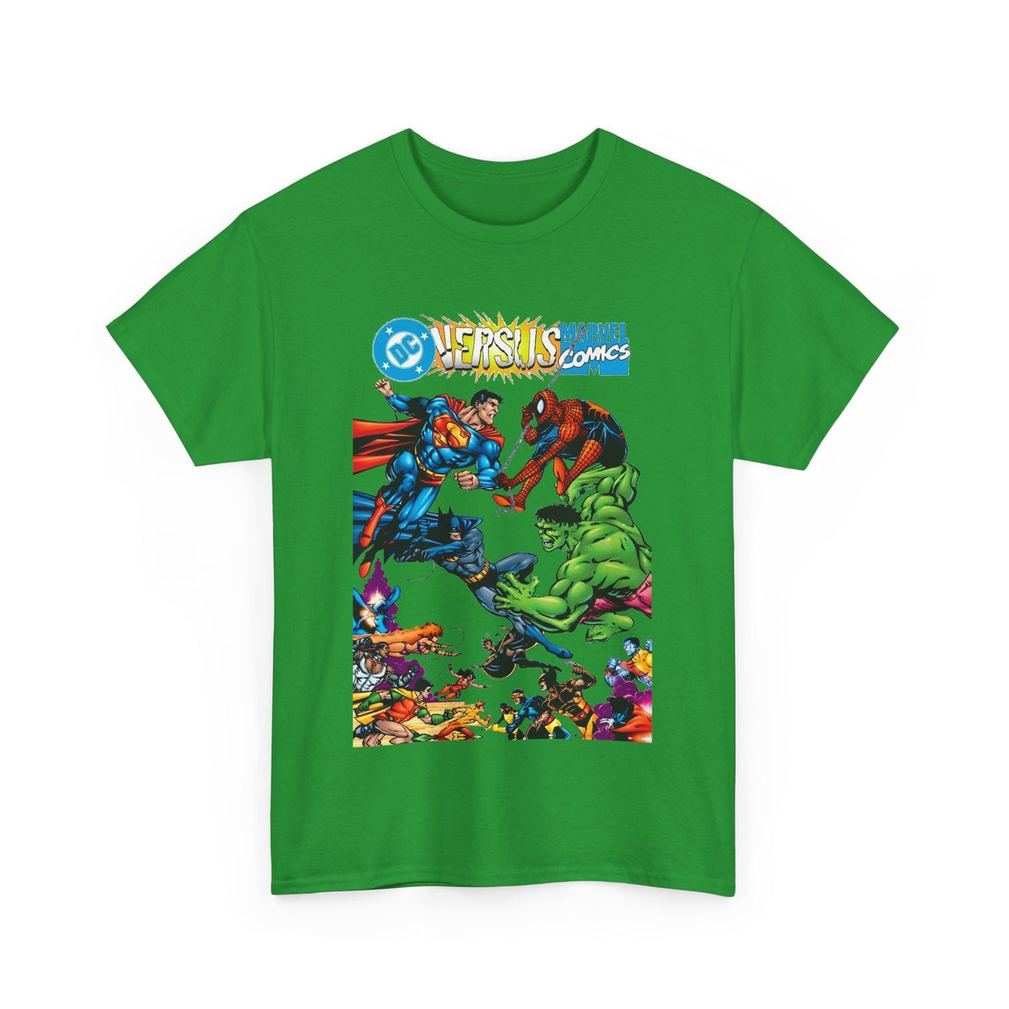 DC Comics Vs Marvel Comics T-Shirt - George Perez Art - Superman, Hulk, Batman, Spider-man, X-Men, New Teen Titans