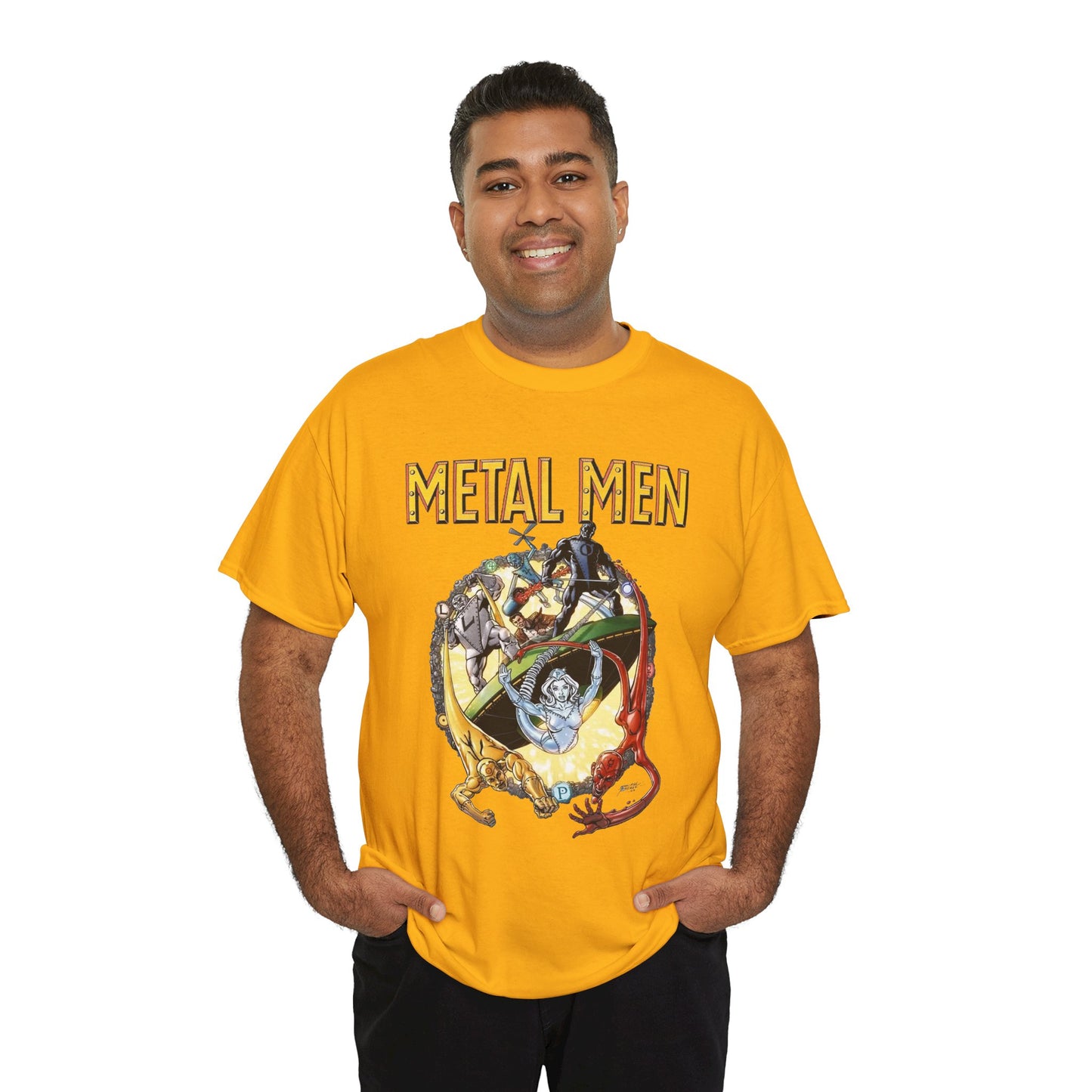 Metal Men T-Shirt - George Perez Art - DC Comics - Classic Silver Age Team - Mercury, Iron, Tin, Gold