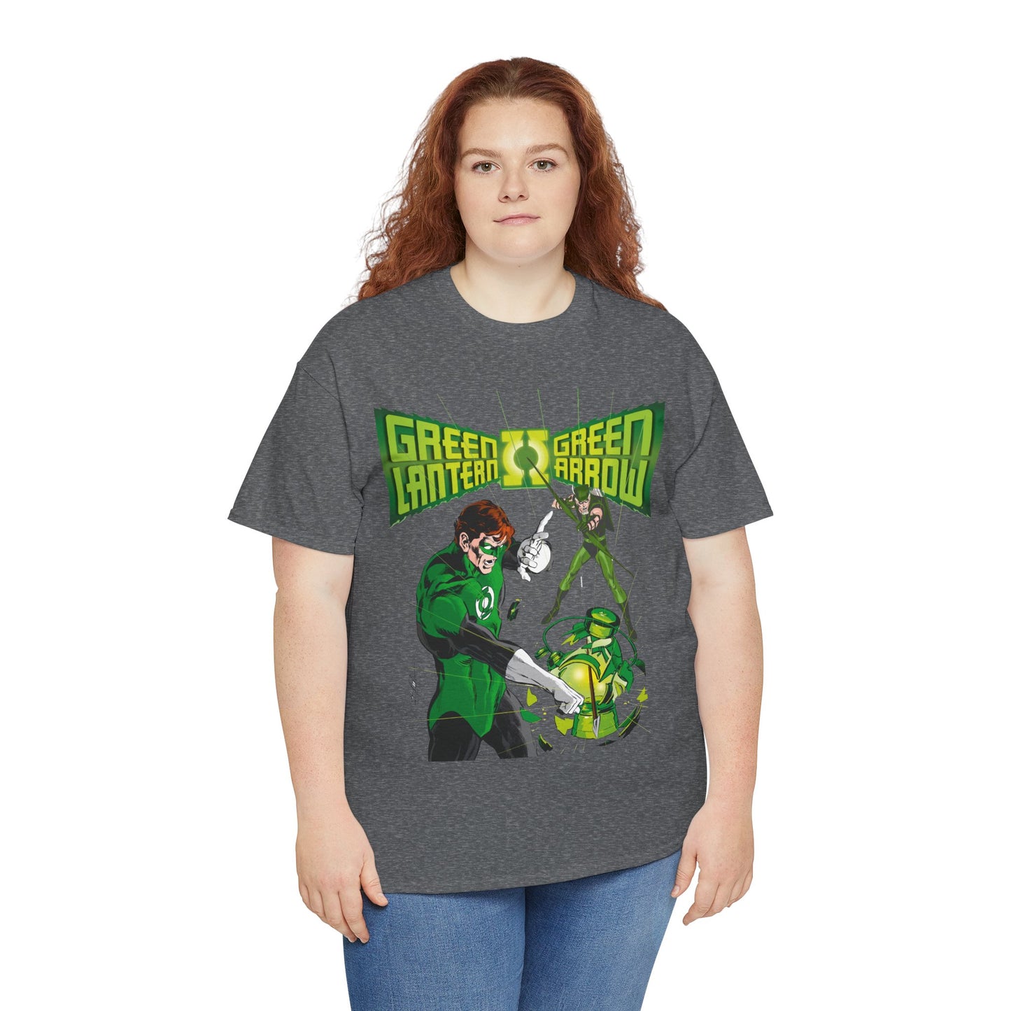 Green Lantern & Green Arrow T-Shirt - Neal Adams Art - Hal Jordan & Oliver Queen - Justice League Members - 1970s DC Comics