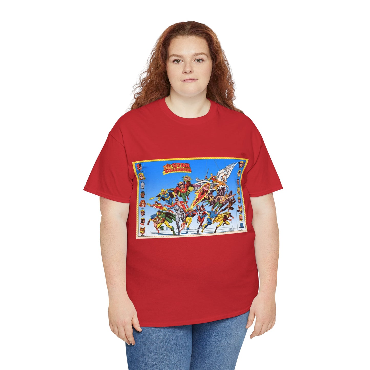All-Star Squadron T-Shirt - Jerry Ordway Art - JSA Connection - Firebrand, Robotman, Amazing Man, Shining Knight, Tarantula, Dr Fate - Retro 1980s Series - DC Comics