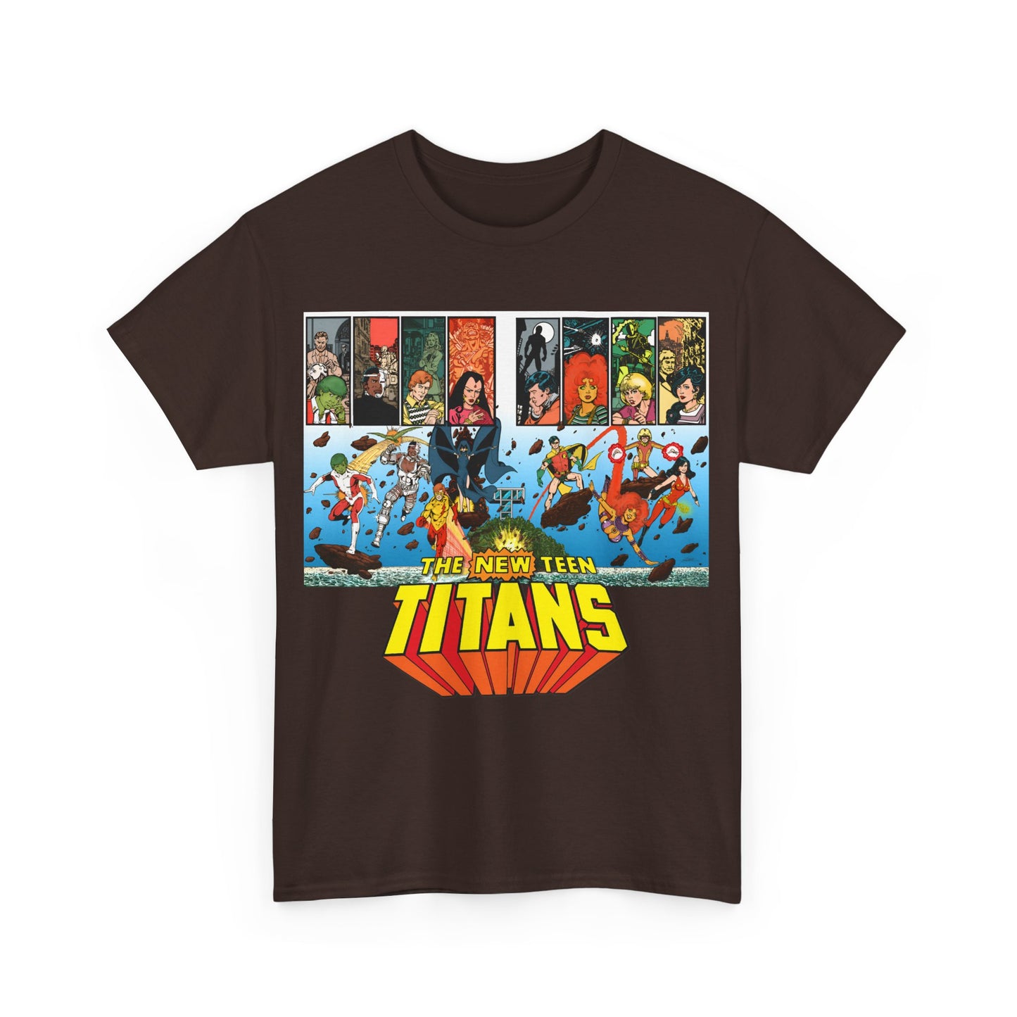 New Teen Titans T-Shirt - George Perez Art - Robin, Wonder Girl, Cyborg, Raven, Starfire, Kid Flash - DC Comics