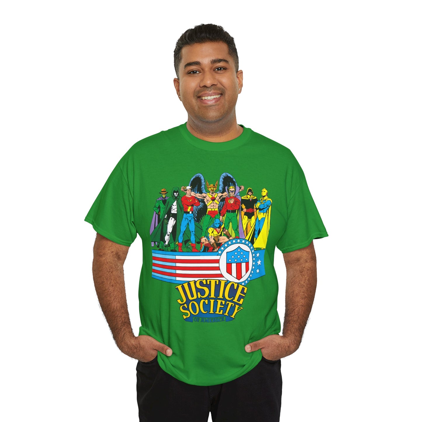 Justice Society of America T-Shirt - Amazing George Perez Art - History of the DC Universe - DC Comics - Dr Fate, Sandman, Flash, Hourman, Spectre, Hawkman