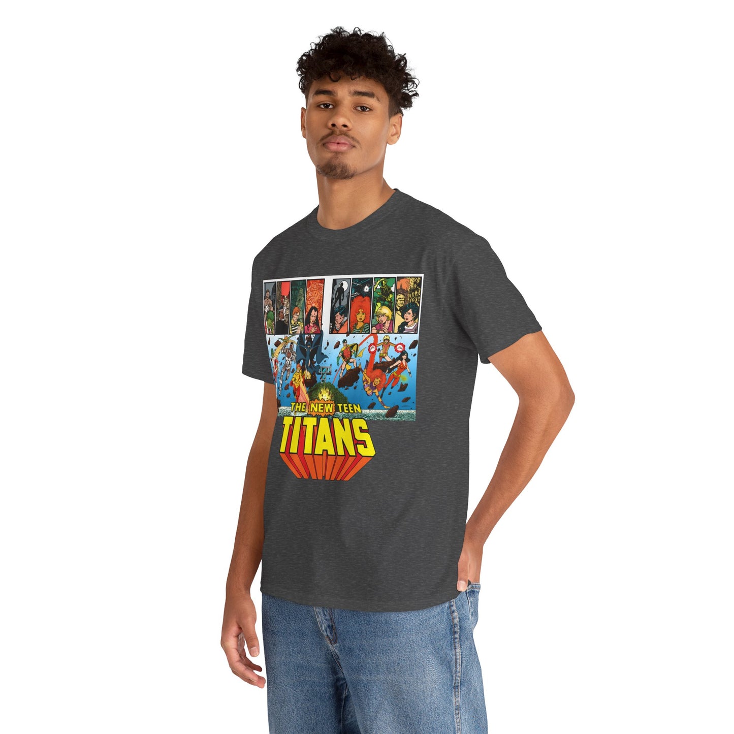 New Teen Titans T-Shirt - George Perez Art - Robin, Wonder Girl, Cyborg, Raven, Starfire, Kid Flash - DC Comics
