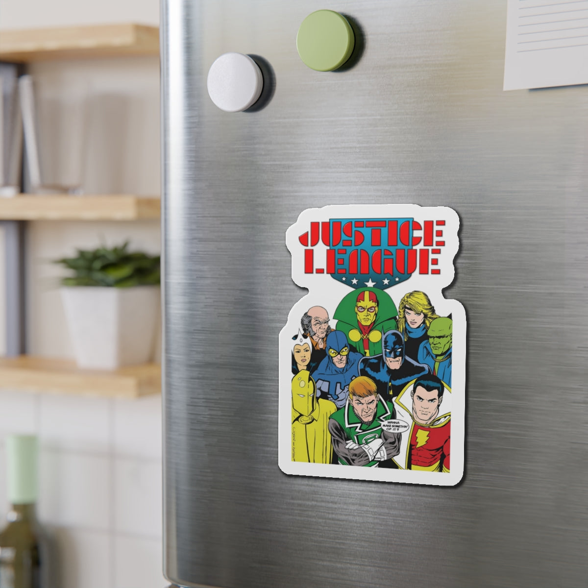 Justice League International Die-Cut Magnet - Kevin Maguire Art - Batman, Mister Miracle, Guy Gardner, Blue Beetle, Black Canary - DC Comics - 3", 4", 5", 6"