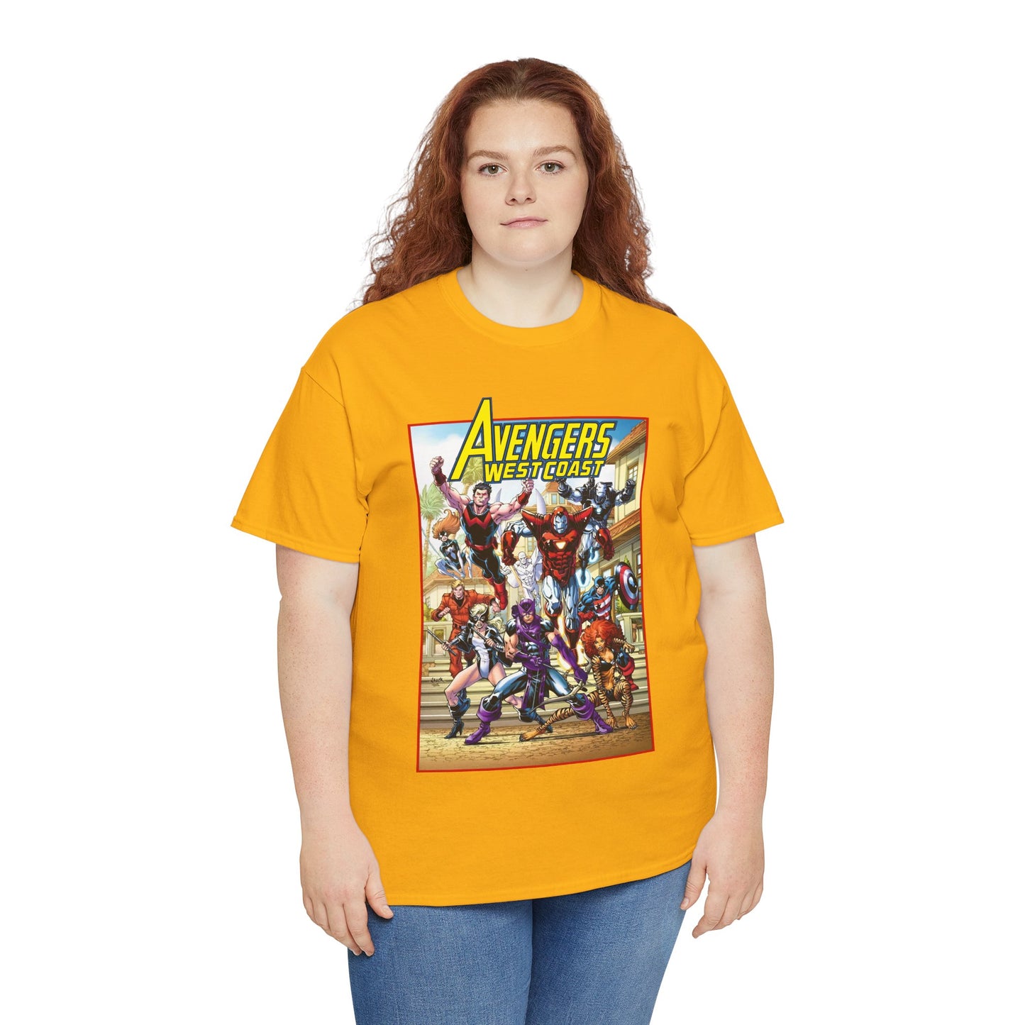 West Coast Avengers T-Shirt - Todd Nauck Art - Hawkeye, Iron Man, Wonder Man, Tigra, Vision - Marvel Comics