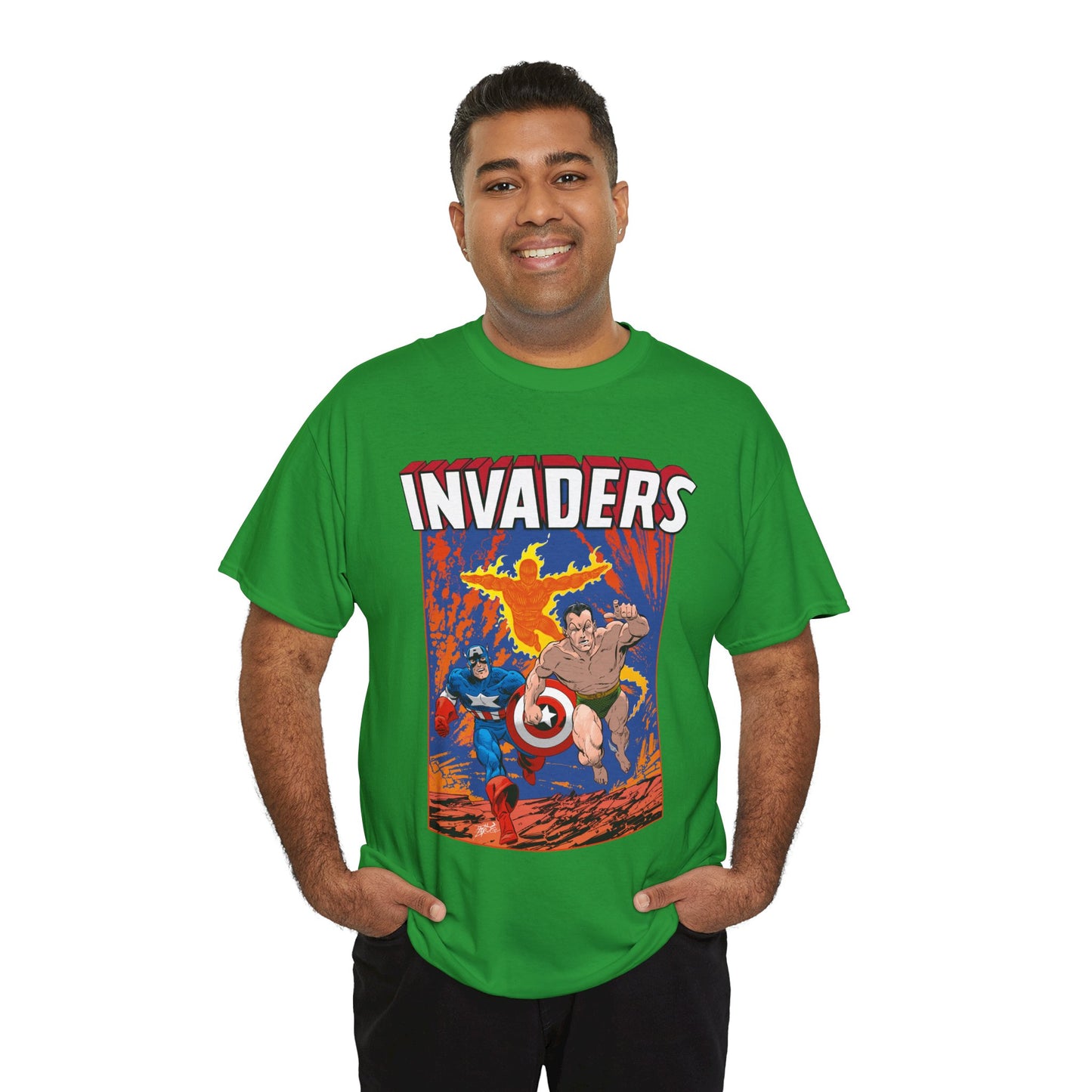 Invaders T-Shirt - John Byrne Art - Captain America, Namor, Human Torch - Marvel Comics Golden Age Characters