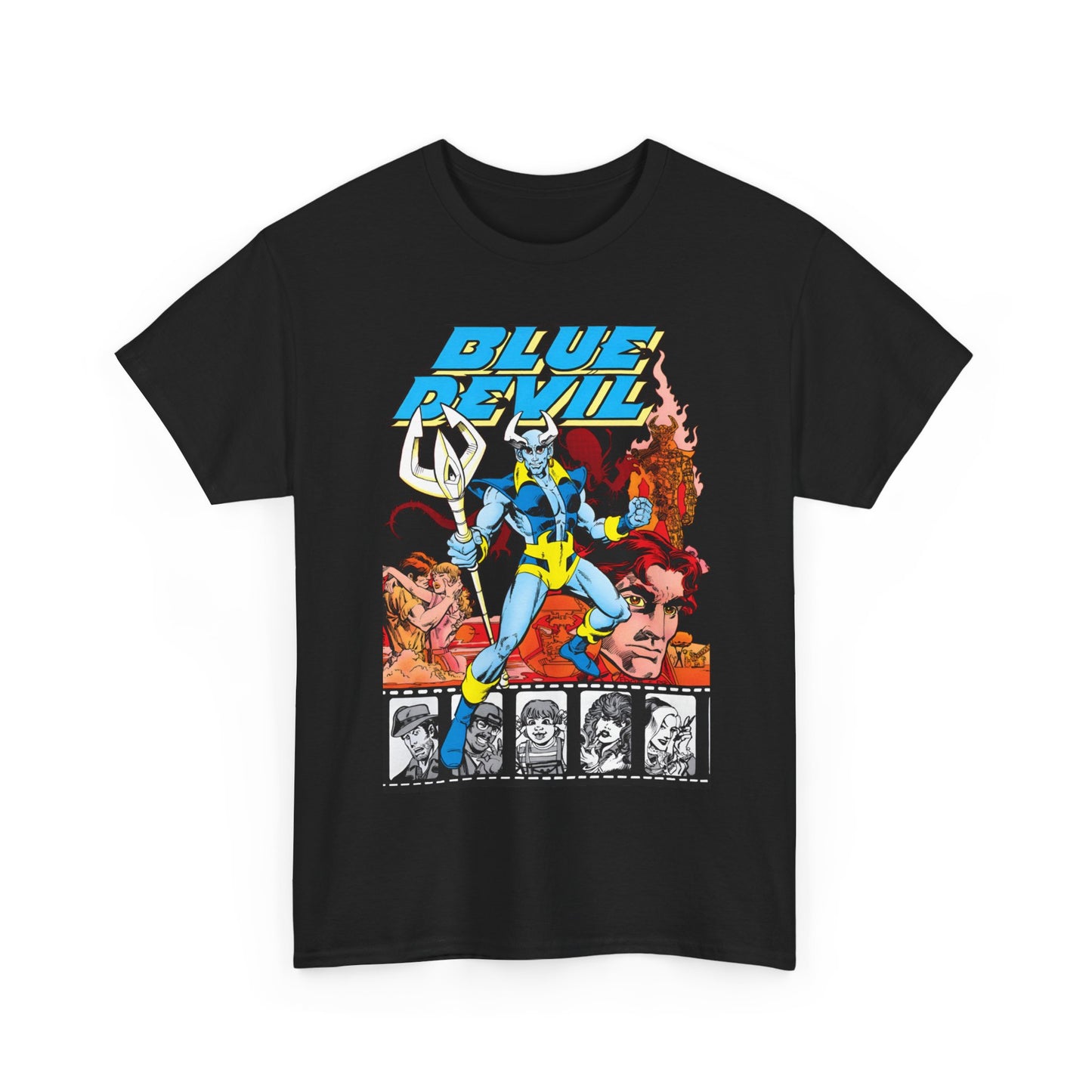Blue Devil T-Shirt - Dan Mishkin, Gary Cohn, & Paris Cullins - Dan Cassidy, Hollywood Stuntman - 1980s DC Comics Series