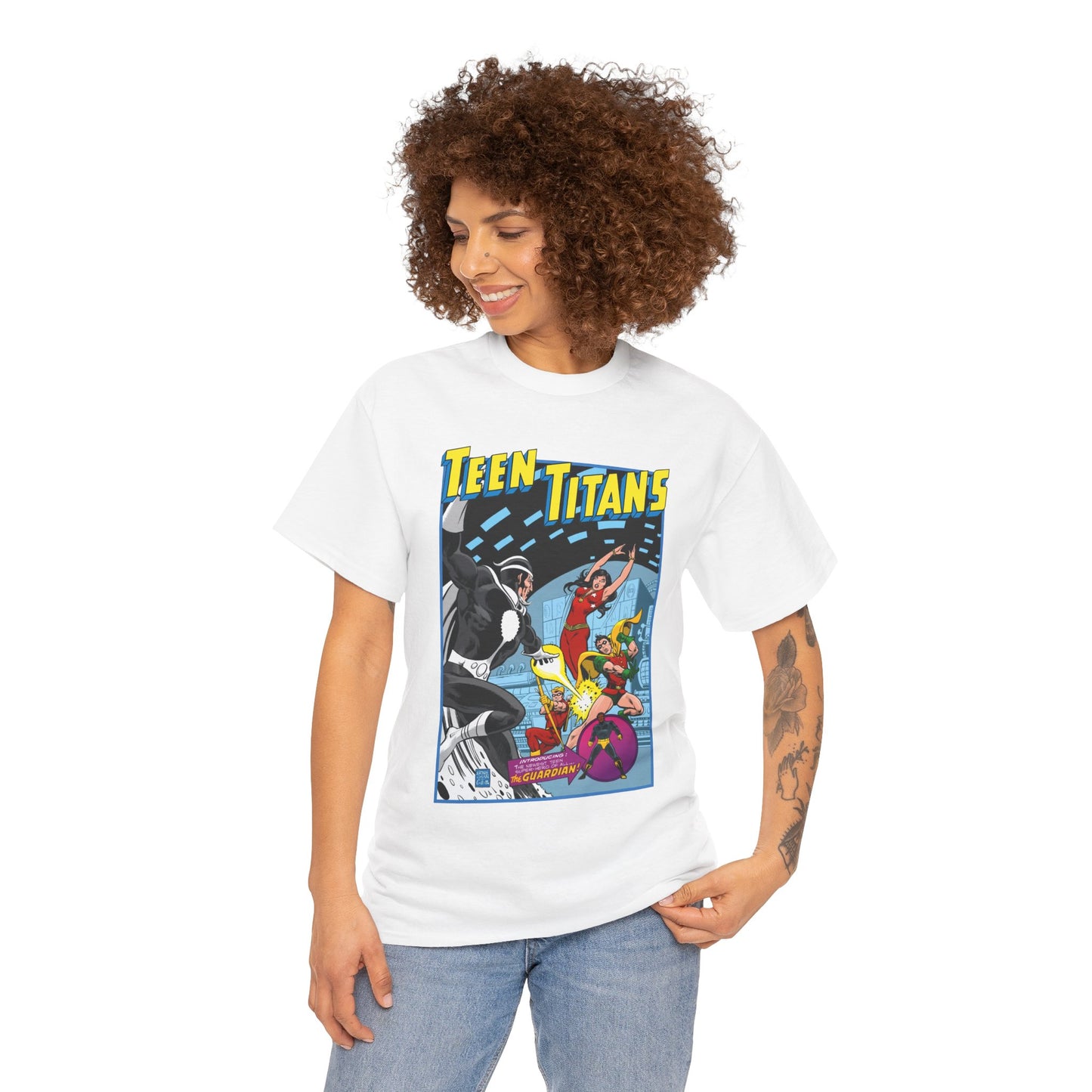 Teen Titans T-Shirt - Bronze Age DC Comics - Dr Light, Wonder Girl, Robin, Mal, Guardian, Speedy - Ernie Chan Cover Art from Issue #44