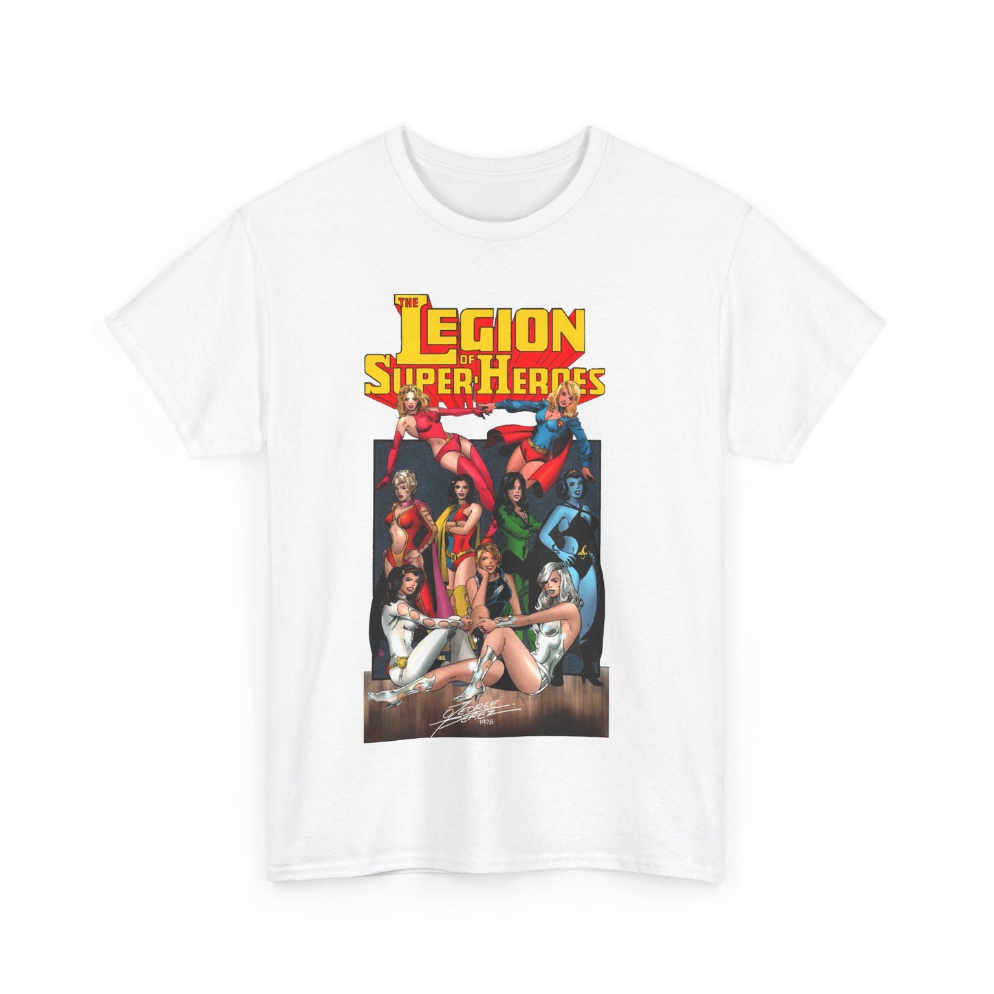 Legion of Super-Heroes T-Shirt - George Perez Art - Saturn Girl, Supergirl, Dream Girl, Shadow Lass, Phantom Girl - The Super Woman of LOSH - DC Comics