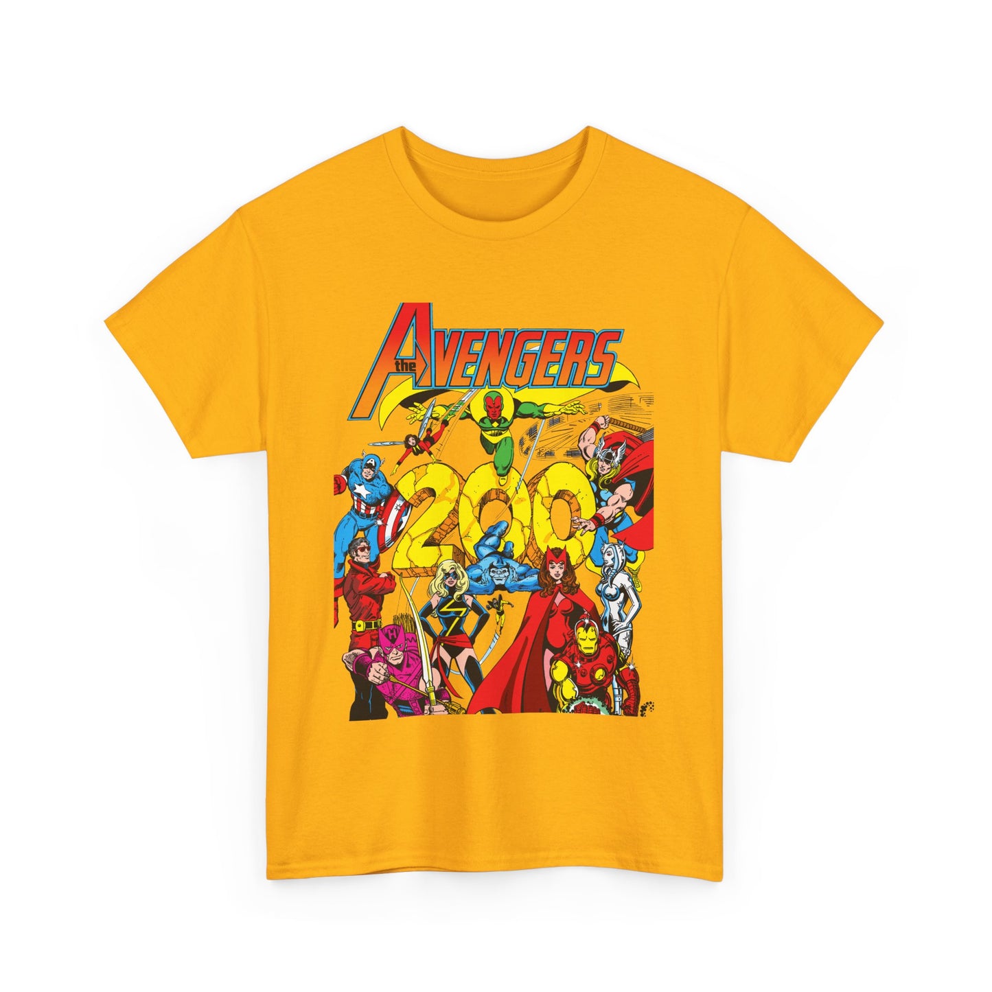 Avengers T-Shirt - George Perez Art - #200 Cover - Thor, Scarlet Witch, Iron Man, Vision, Hawkeye, Beast, Jocasta, Wasp, Captain America, Wonder Man