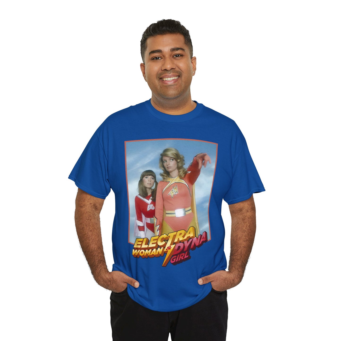 Electra Woman & Dyna Girl T-Shirt - Popular Krofft Supershow Characters from the 1970s - Deidre Hall & Judy Strangis
