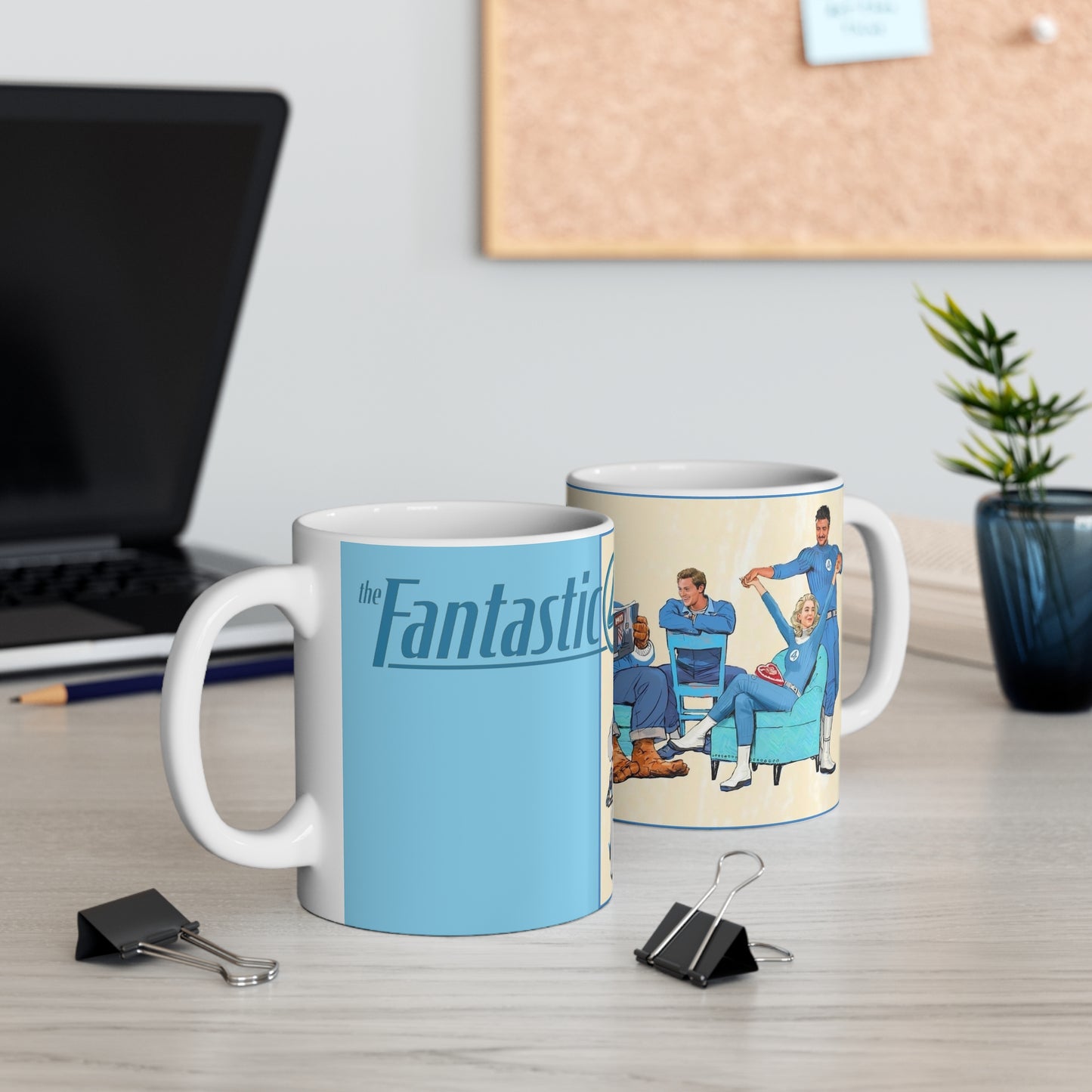 Fantastic Four Coffee Mug, 11oz - MCU 2025 Movie - Marvel Comics - The Thing, Human Torch, Invisible Woman, Reed Richards - Pedro Pascal