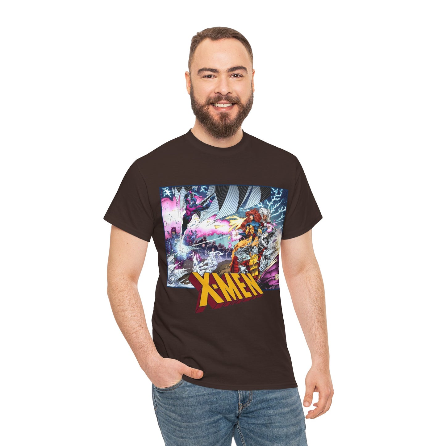 X-Men T-Shirt - Whilce Portacio Art - Storm, Jean Grey, Archangel, Iceman - Fighting Sentinels - Marvel Comics