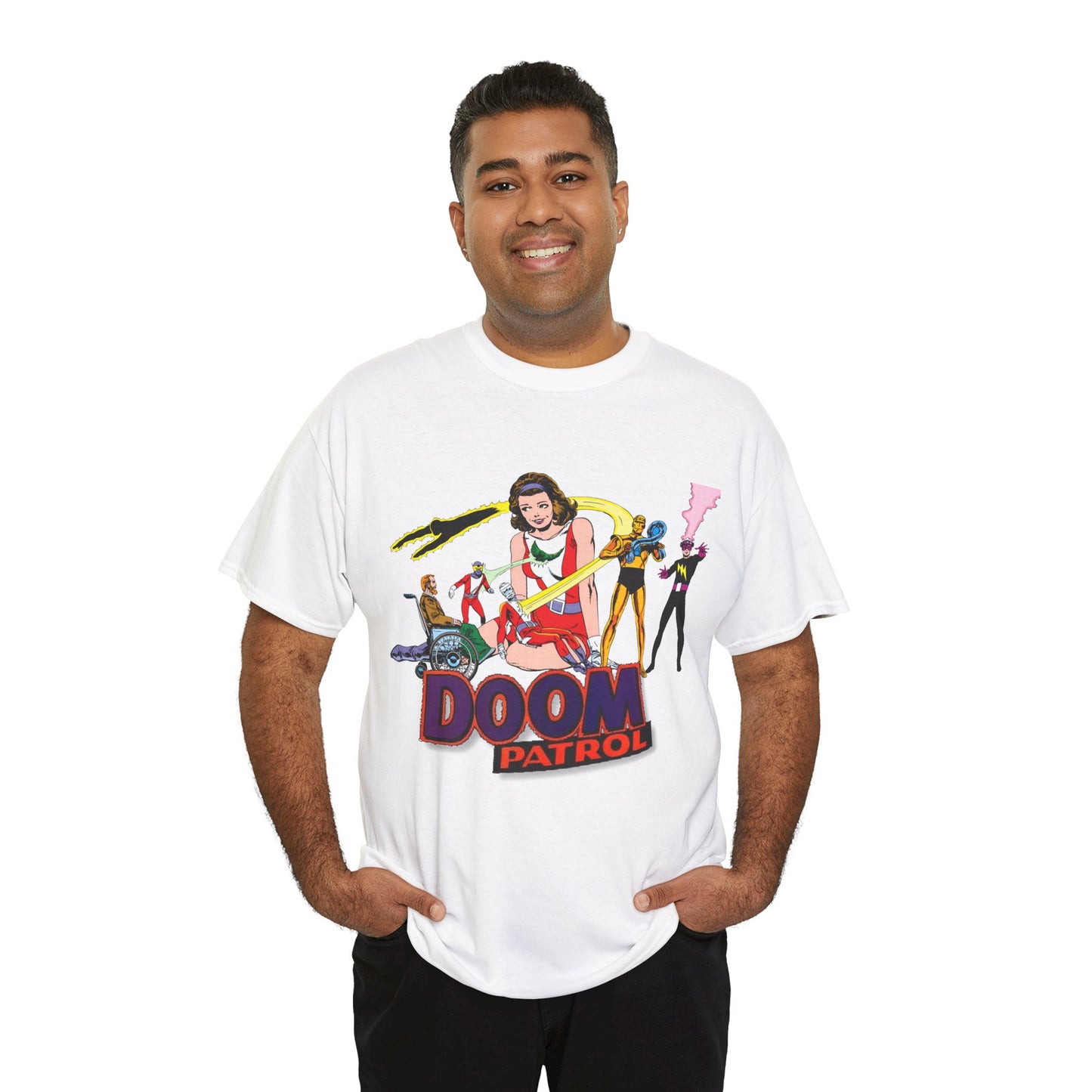Doom Patrol T-Shirt - John Byrne Art - DC Comics Who's Who Art - Beast Boy, Robotman, Mento, Elasti-Girl, Negative Man, The Chief