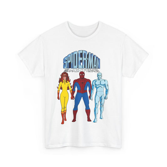 Spider-Man & His Amazing Friends T-Shirt - Spidey, Firestar, Iceman - Popular 1980s Marvel TV Cartoon - Marvel Comics