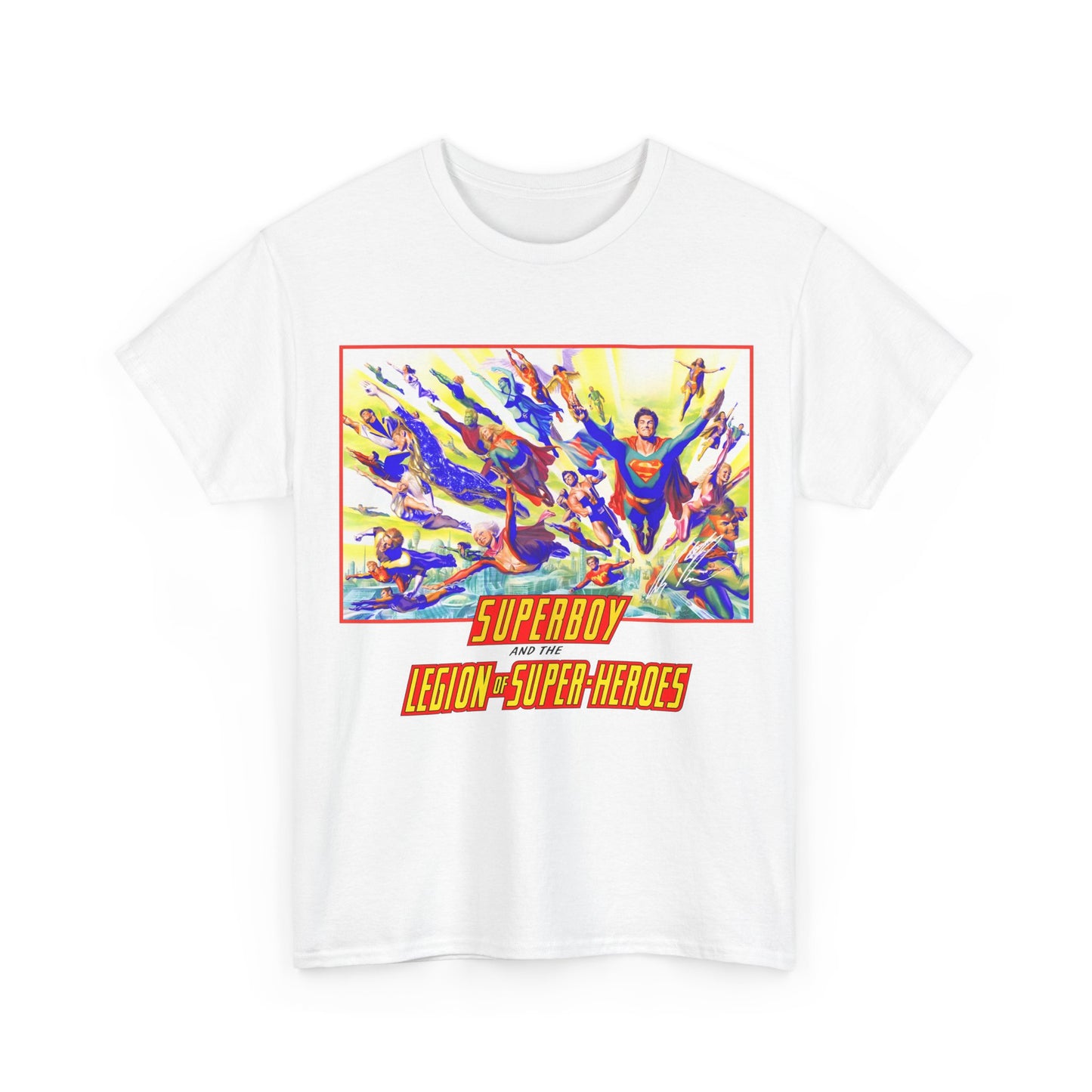 Superboy & Legion of Super-Heroes T-Shirt - Alex Ross Art - Saturn Girl, Brainiac 5, Lightning Lad, Shadow Lass, Dawnstar, Karate Kid - DC Comics