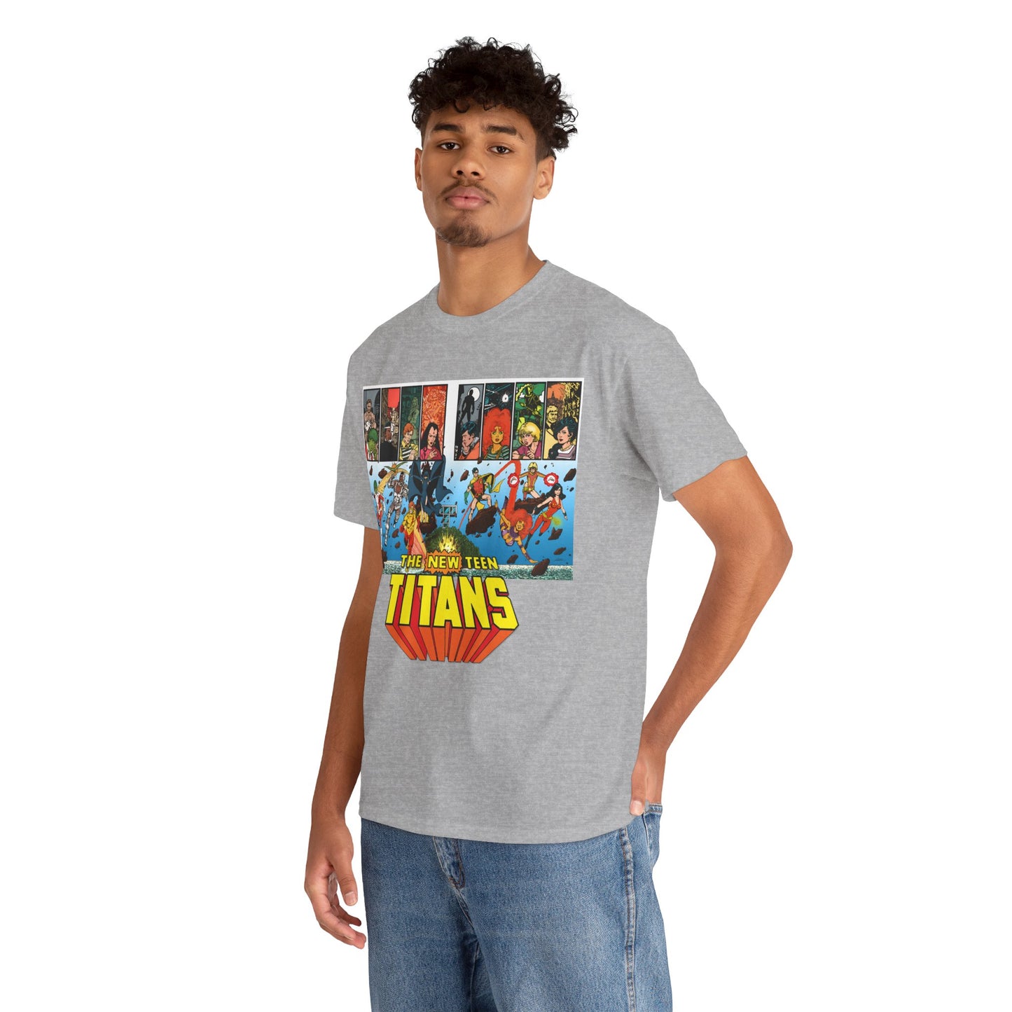 New Teen Titans T-Shirt - George Perez Art - Robin, Wonder Girl, Cyborg, Raven, Starfire, Kid Flash - DC Comics
