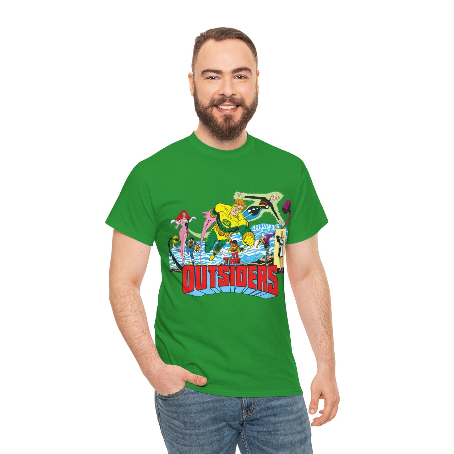 Outsiders T-Shirt - Amazing Jim Aparo Art - Black Lightning, Geo-Force, Katana, Metamorpho, Looker, Halo - DC Comics