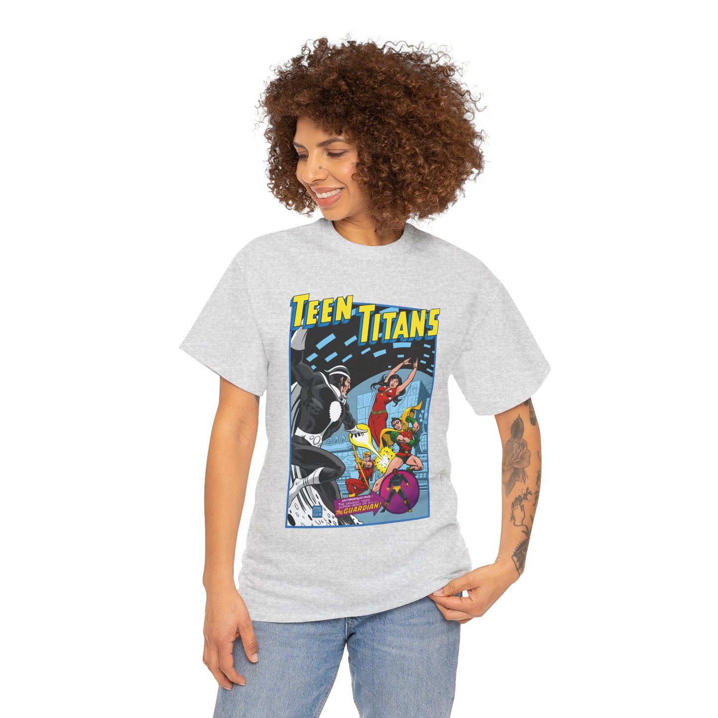 Teen Titans T-Shirt - Bronze Age DC Comics - Dr Light, Wonder Girl, Robin, Mal, Guardian, Speedy - Ernie Chan Cover Art from Issue #44