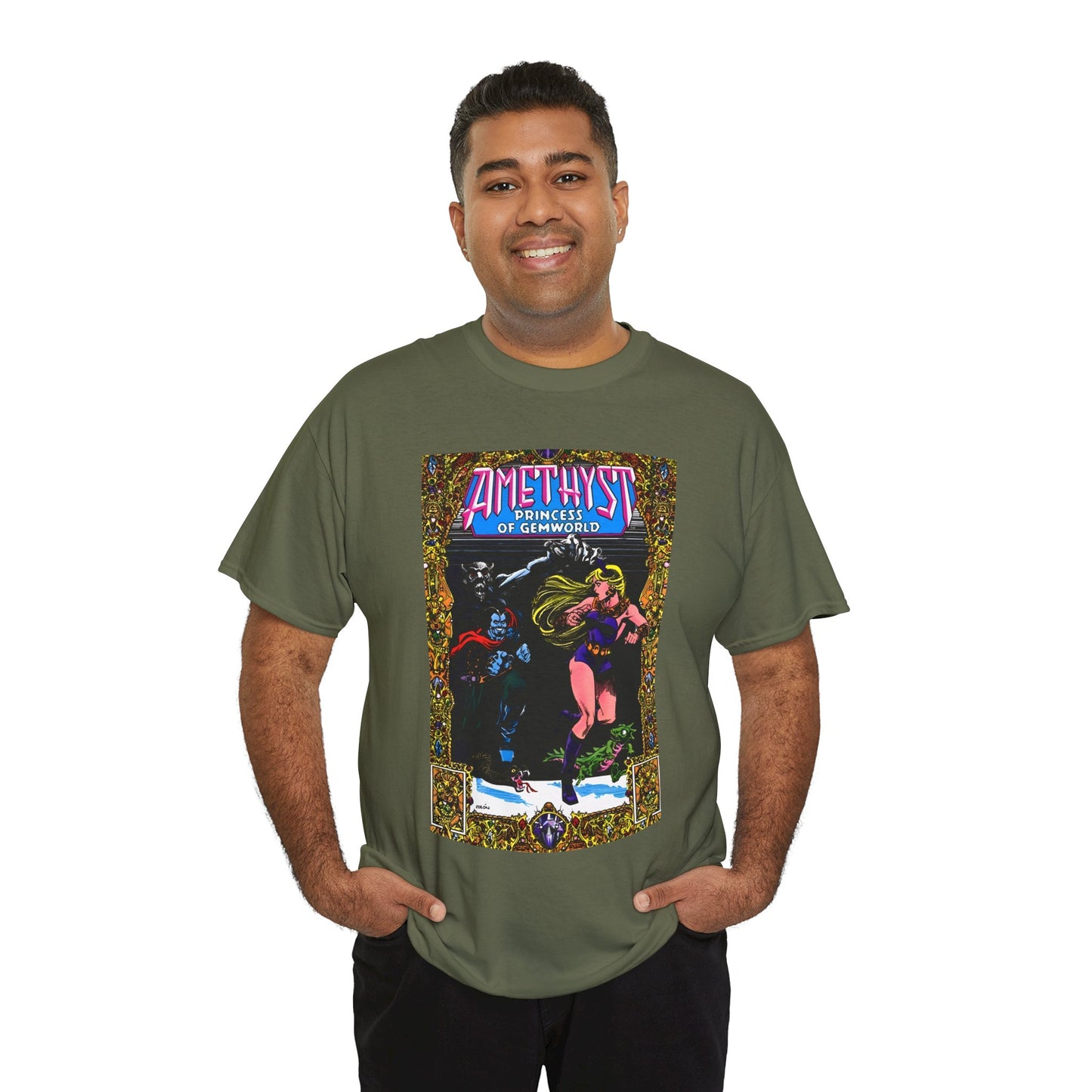Amethyst Princess of Gemworld T-Shirt - Ernie Colon Art - Bejeweled Cover - Dark Opal - DC Comics