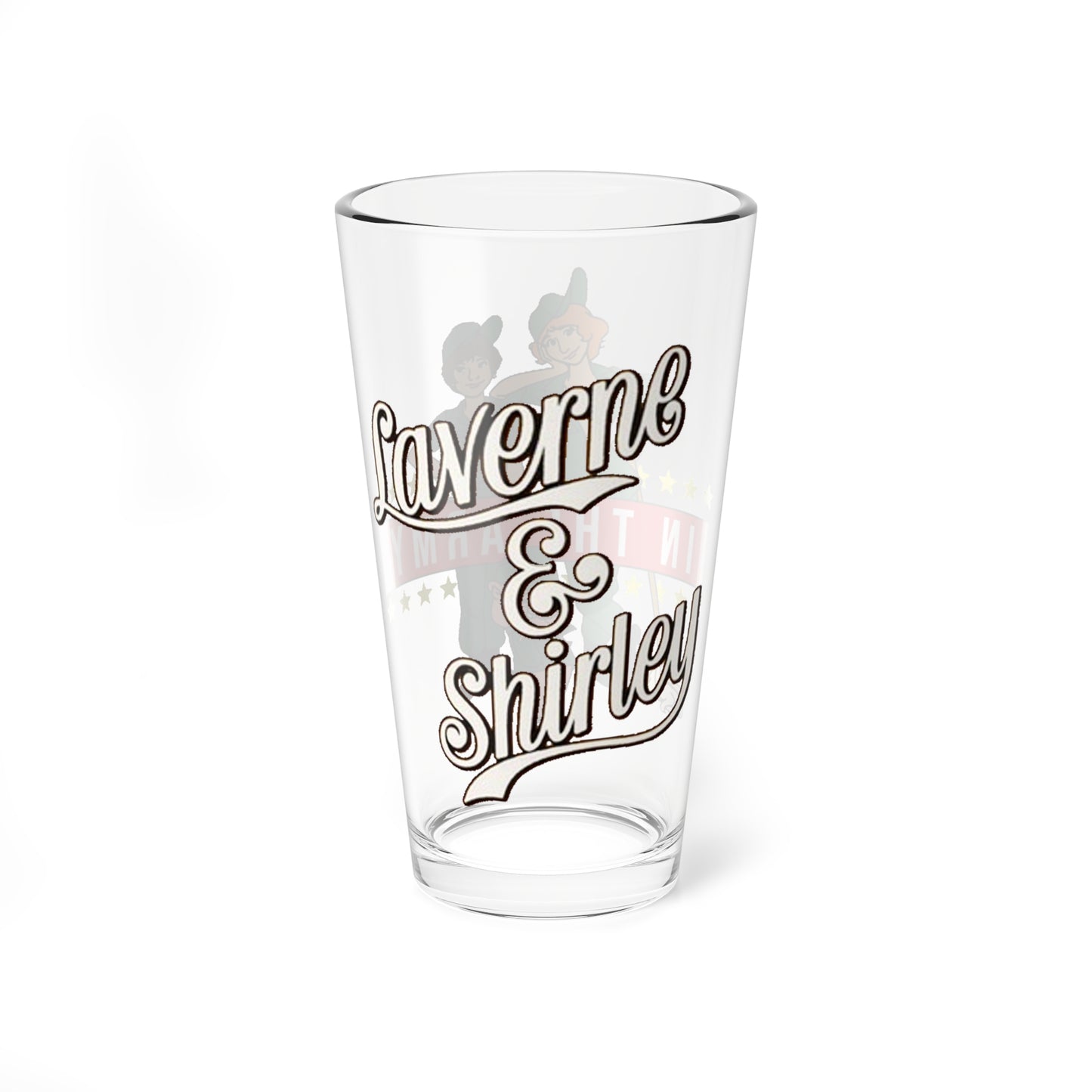 Laverne & Shirley Pint Glass, 16oz - Saturday Morning Cartoon - Sgt. Squeally - Based on the Popular 1970s Sit-Com