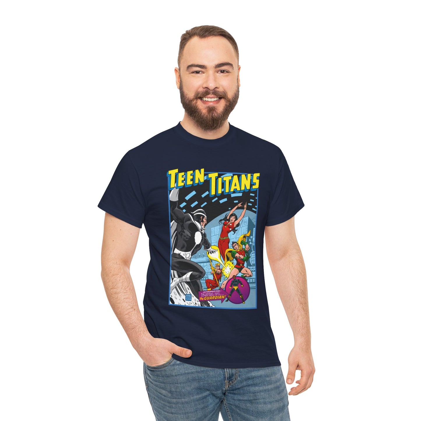 Teen Titans T-Shirt - Bronze Age DC Comics - Dr Light, Wonder Girl, Robin, Mal, Guardian, Speedy - Ernie Chan Cover Art from Issue #44
