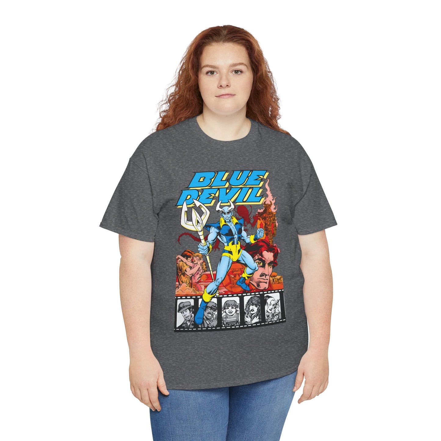 Blue Devil T-Shirt - Dan Mishkin, Gary Cohn, & Paris Cullins - Dan Cassidy, Hollywood Stuntman - 1980s DC Comics Series