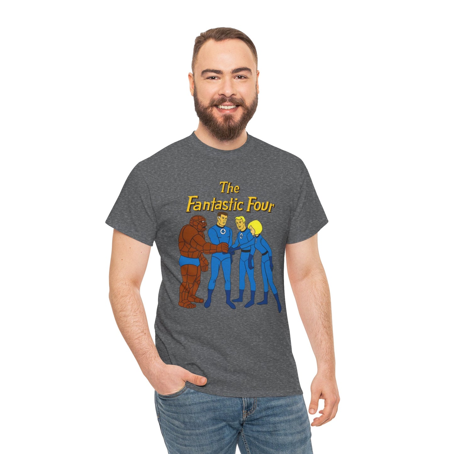 Fantastic Four T-Shirt - Hanna-Barbera 1960s Cartoon - Human Torch, The Thing, Invisible Woman - Marvel Comics