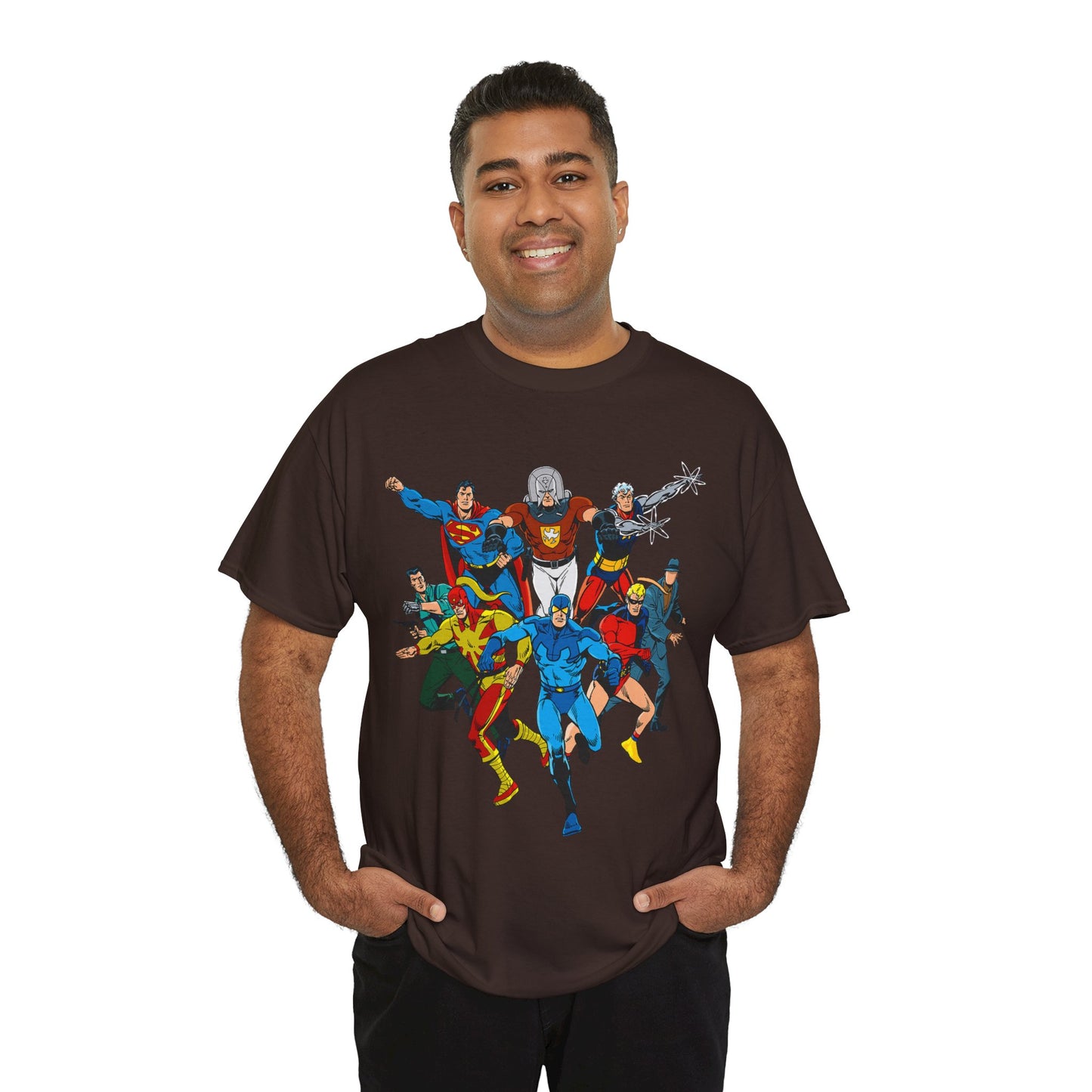 Charlton Characters T-Shirt - DC Comics - Captain Atom, Peacemaker, The Question, Blue Beetle, Judomaster