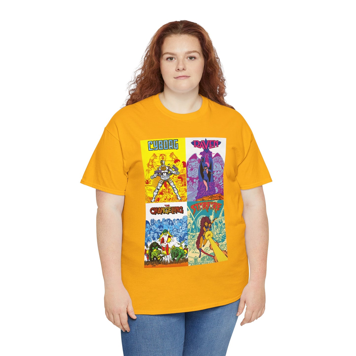 Tales of the New Teen Titans T-Shirt - George Perez Art - Cyborg, Raven, Changeling, Starfire - 1980s Mini-Series Showcasing Their Origins - DC Comics