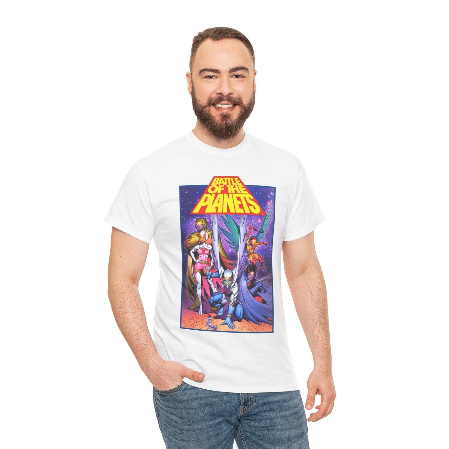 Battle of the Planets T-Shirt - Marc Silvestri Art - G-Force - Popular Gatchaman Cartoon - Mark, Jason, Princess, Keyop, and Tiny
