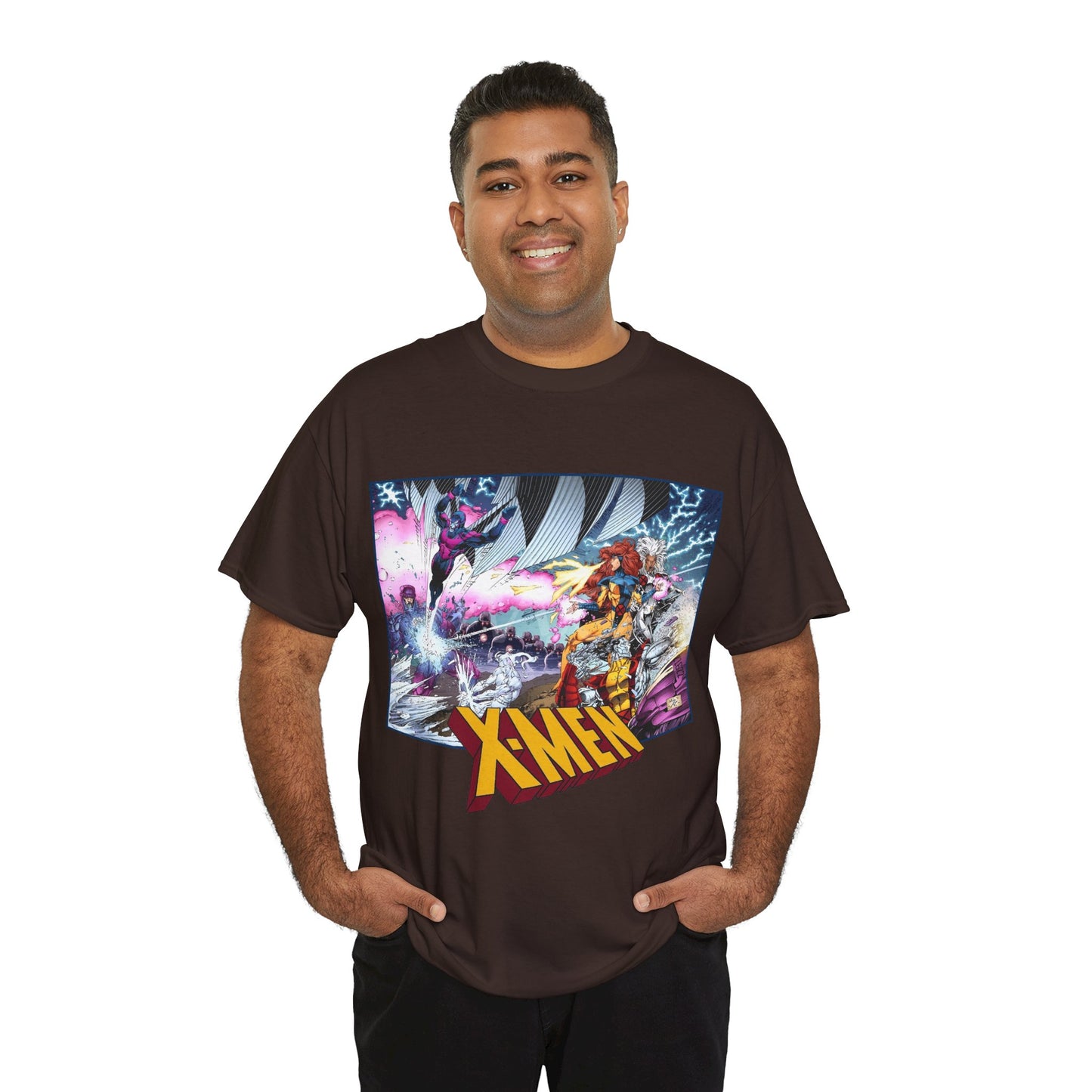 X-Men T-Shirt - Whilce Portacio Art - Storm, Jean Grey, Archangel, Iceman - Fighting Sentinels - Marvel Comics