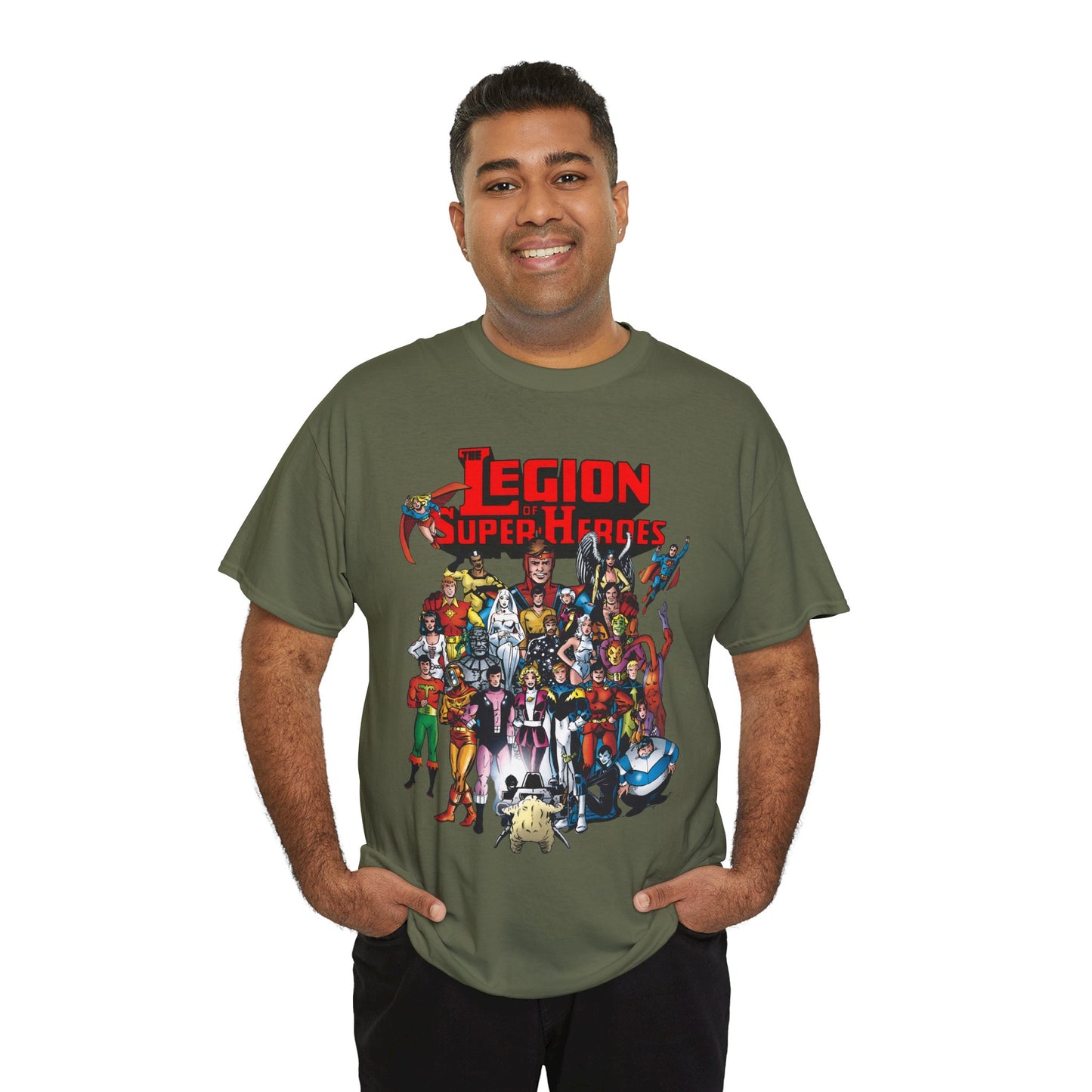 Legion of Super-Heroes T-Shirt - #300 Cover Art - Cosmic Boy, Saturn Girl, Superboy, Wildfire, Mon-El, Dream Girl, Brainiac 5, Supergirl - DC Comics