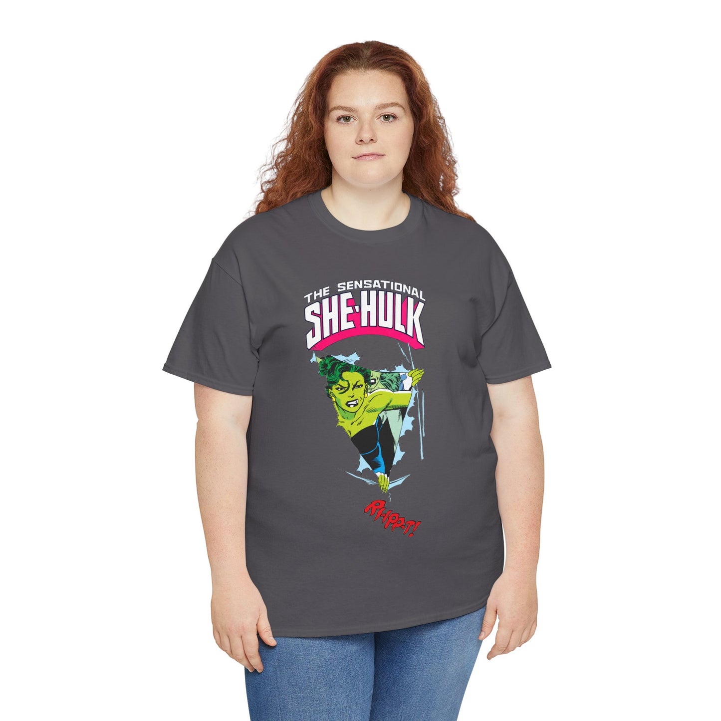 Sensational She-Hulk T-Shirt - John Byrne Art - Marvel Comics - Jennifer Walters - Ripping Through the Shirt - Fourth Wall