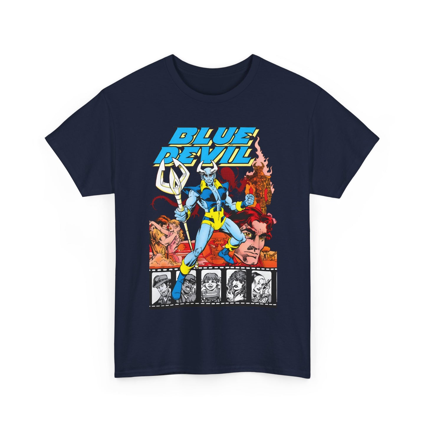 Blue Devil T-Shirt - Dan Mishkin, Gary Cohn, & Paris Cullins - Dan Cassidy, Hollywood Stuntman - 1980s DC Comics Series