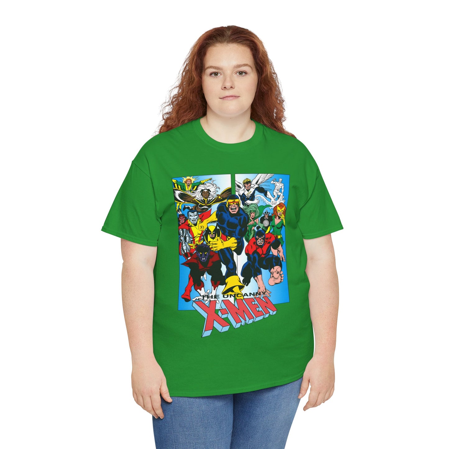 Uncanny X-Men T-Shirt - Classic Dave Cockrum Art - Popular Marvel Comics Series - Wolverine, Storm, Cyclops, Nightcrawler, Jean Grey, Iceman, Banshee, Beast