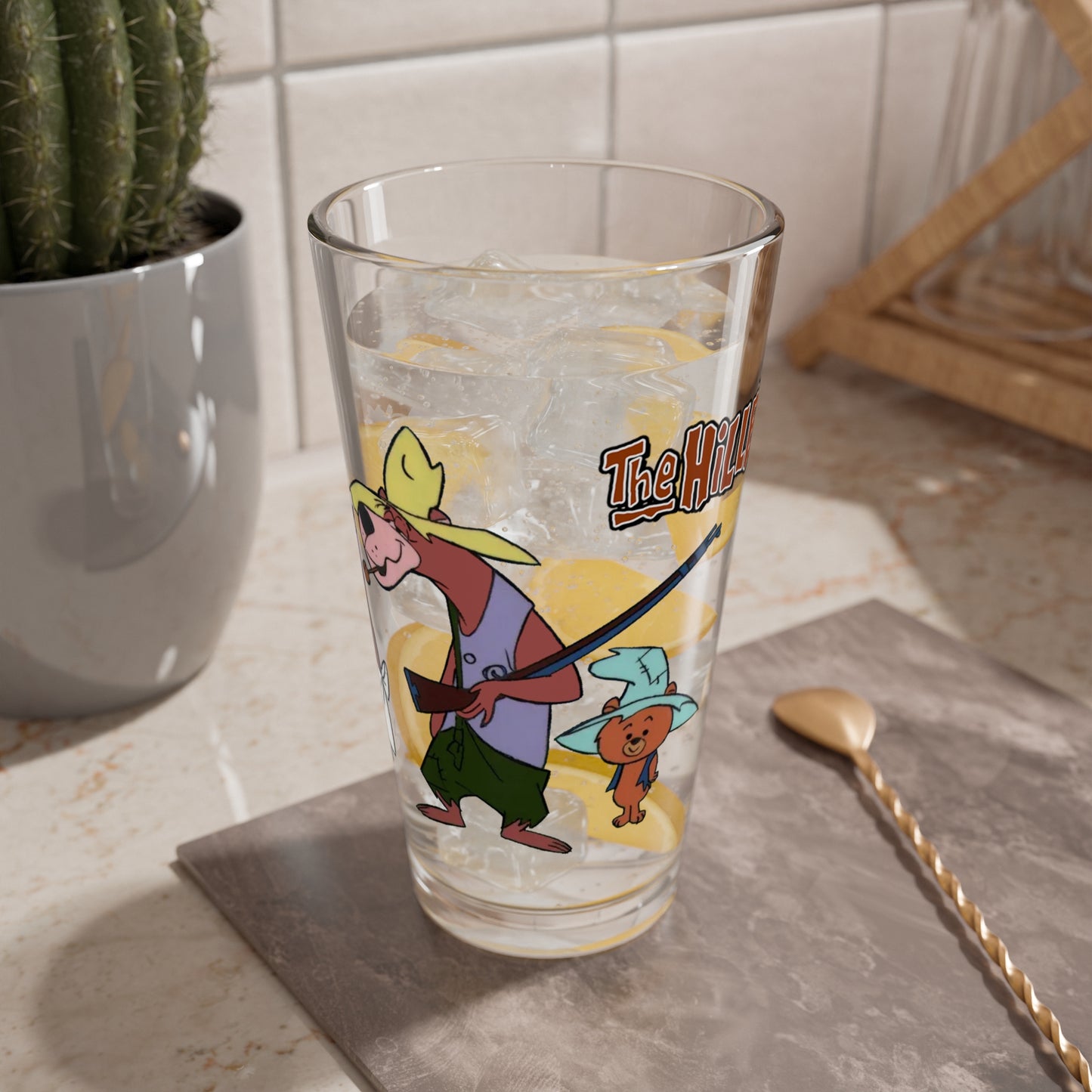 Hillbilly Bears Pint Glass, 16oz - Popular Hanna-Barbera 1960s Cartoon Characters - Paw Rugg, Maw, Floral, Shag