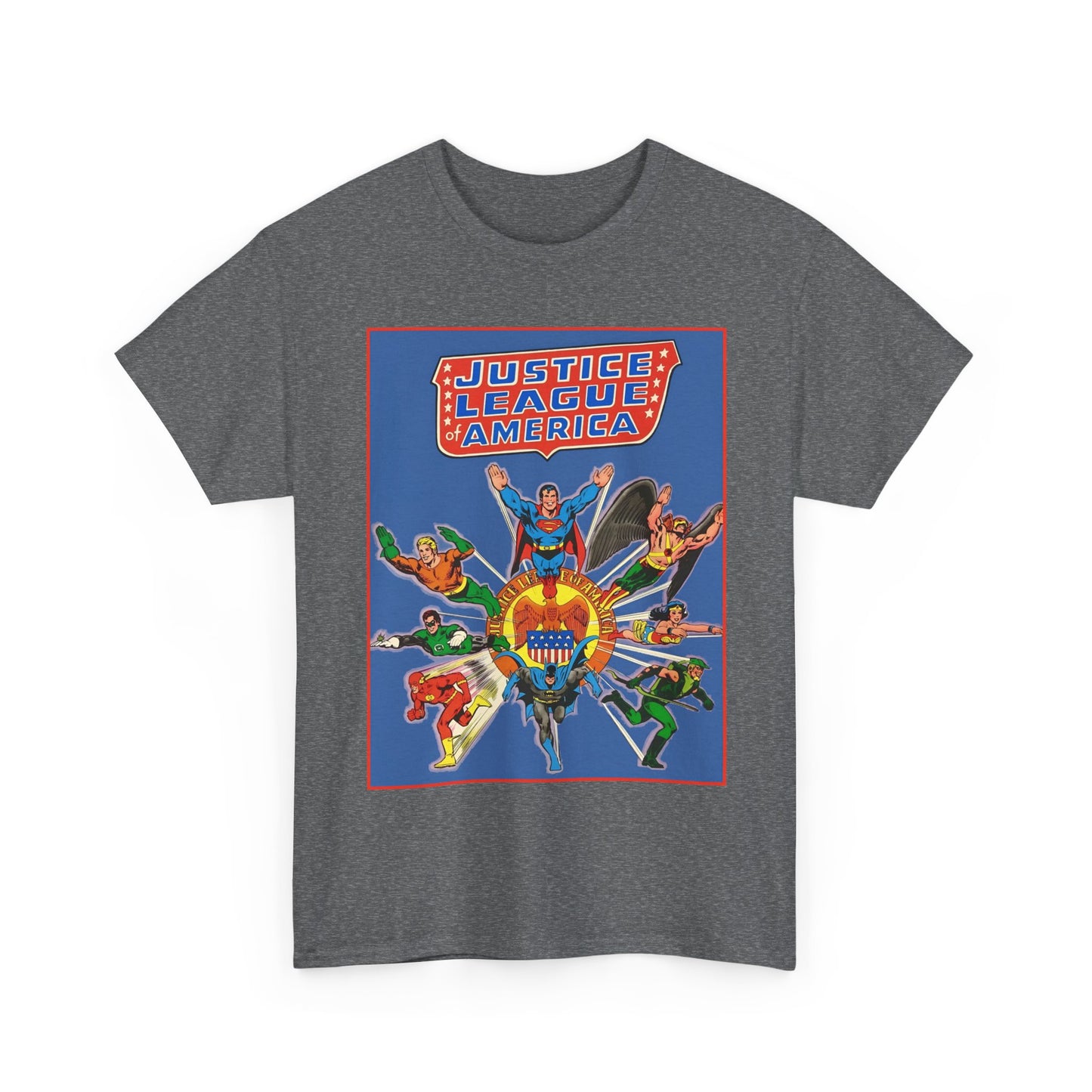 Justice League Treasury Edition T-Shirt - Superman, Wonder Woman, Flash, Hawkman, Batman, Green Arrow, Green Lantern - DC Comics