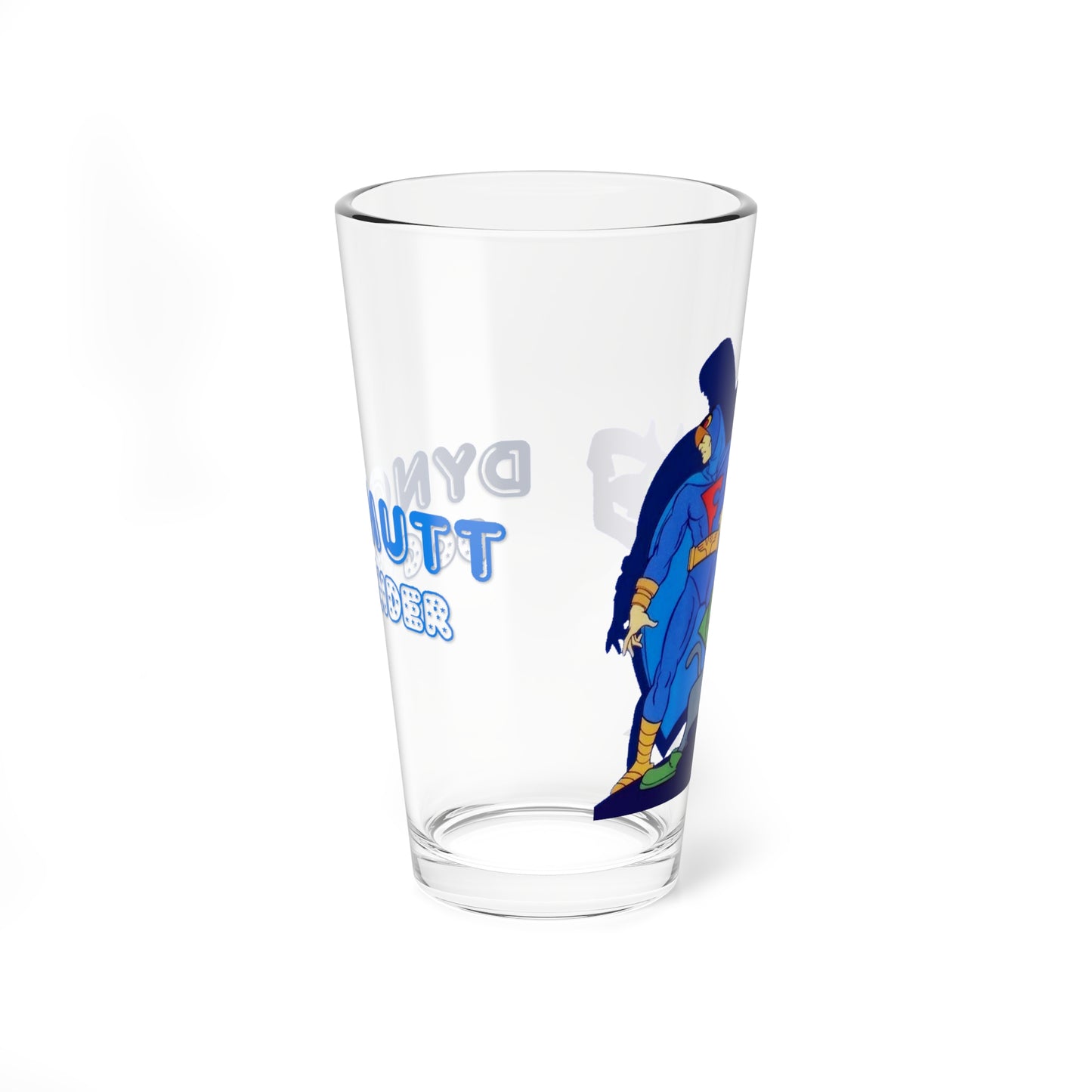 Dynomutt & Blue Falcon Pint Glass, 16oz - Hanna-Barbera Saturday Morning Cartoon - 1980s