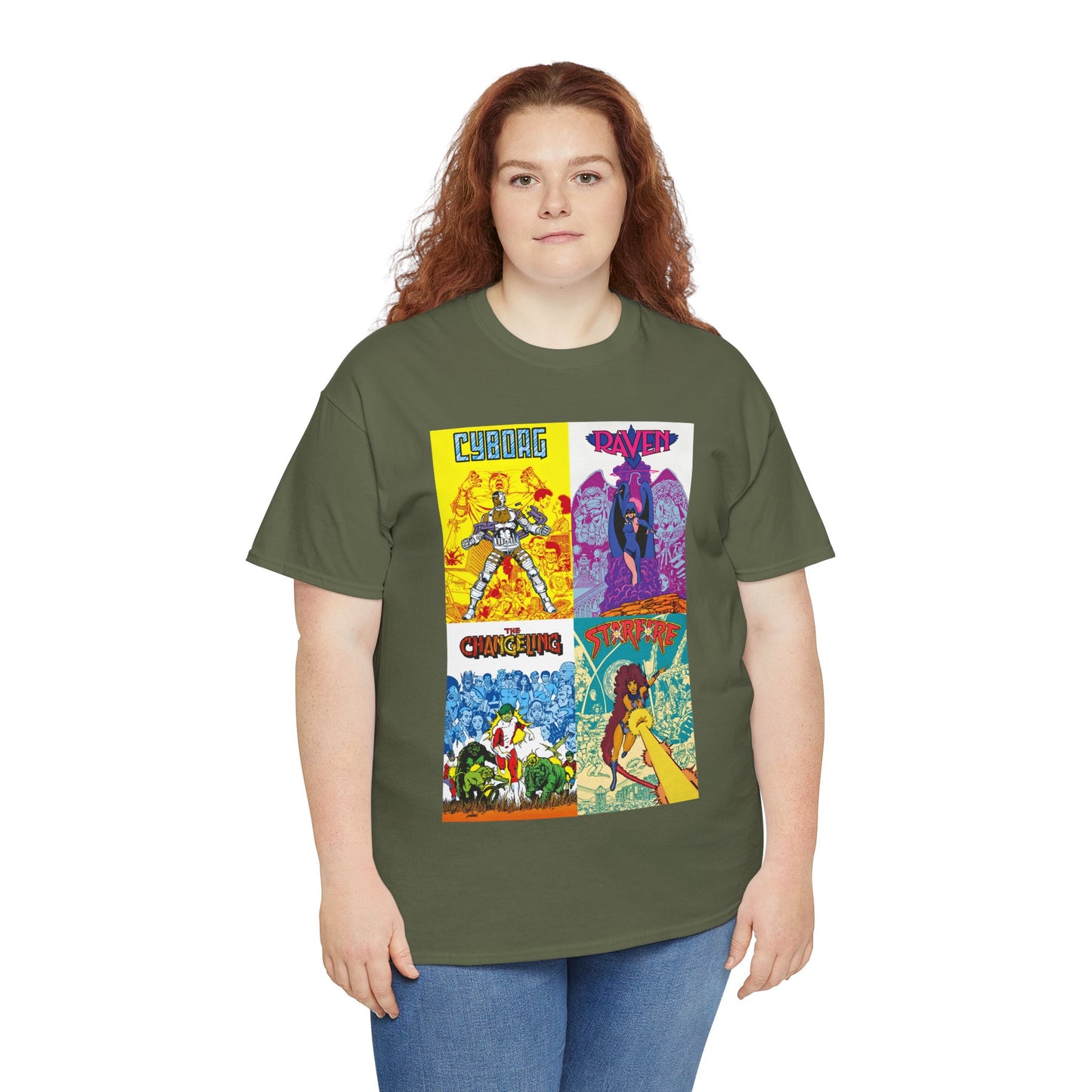 Tales of the New Teen Titans T-Shirt - George Perez Art - Cyborg, Raven, Changeling, Starfire - 1980s Mini-Series Showcasing Their Origins - DC Comics