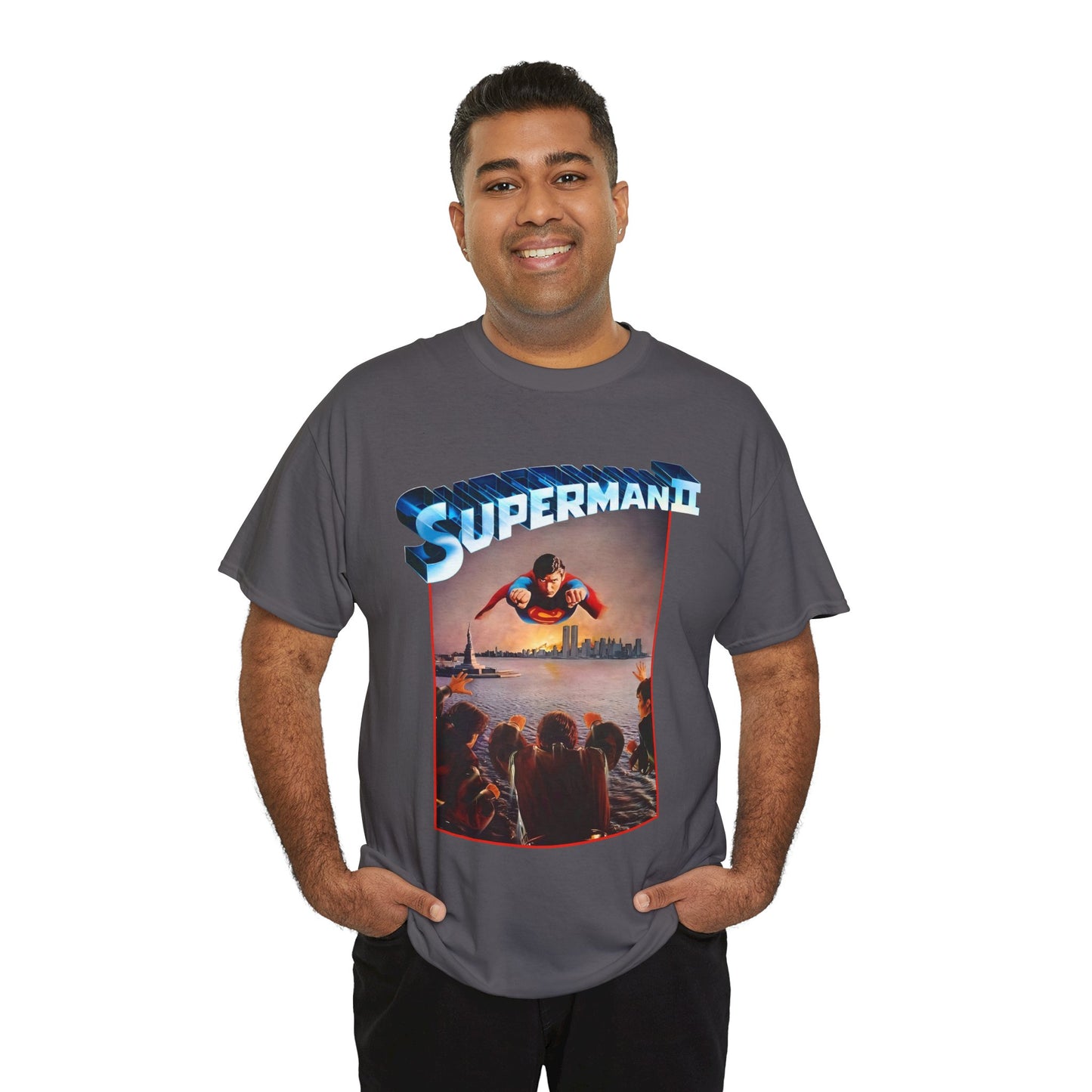 Superman II T-Shirt - Christopher Reeve, Terence Stamp, Sarah Douglas - Vs General Zod, Ursa, Non - Phantom Zone Villains - 1980 Movie Poster - DC Comics