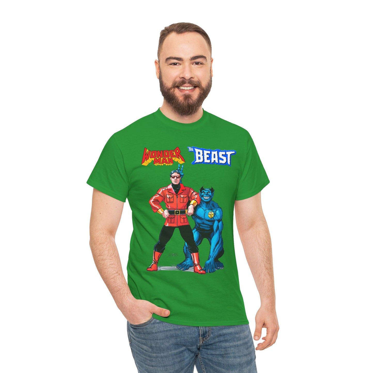 Wonder Man & Beast T-Shirt - George Perez Art - Popular Avengers, X-Men Members - Simon Williams & Hank McCoy - Marvel Comics
