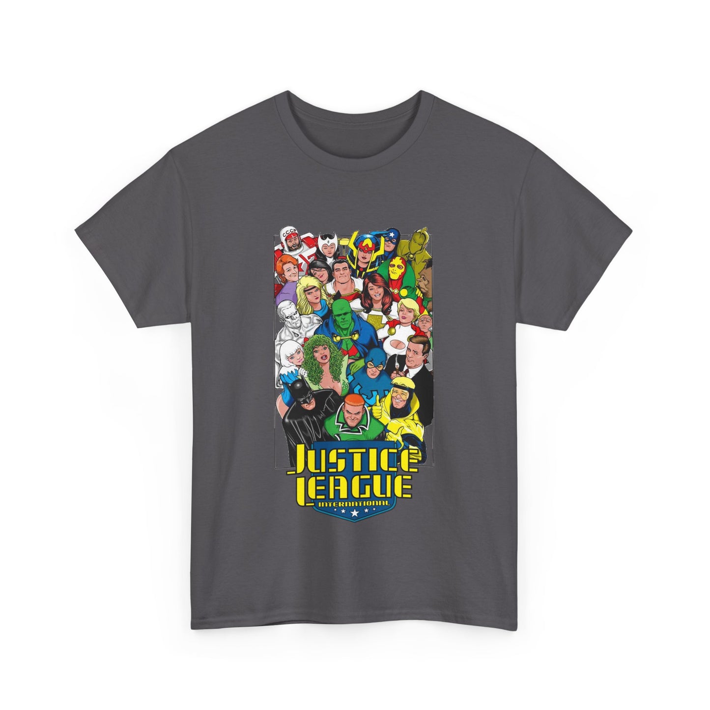 Justice League International T-Shirt - DC Comics - JLI - Kevin Maguire Art - Blue Beetle, Booster Gold, Martian Manhunter, Captain Atom